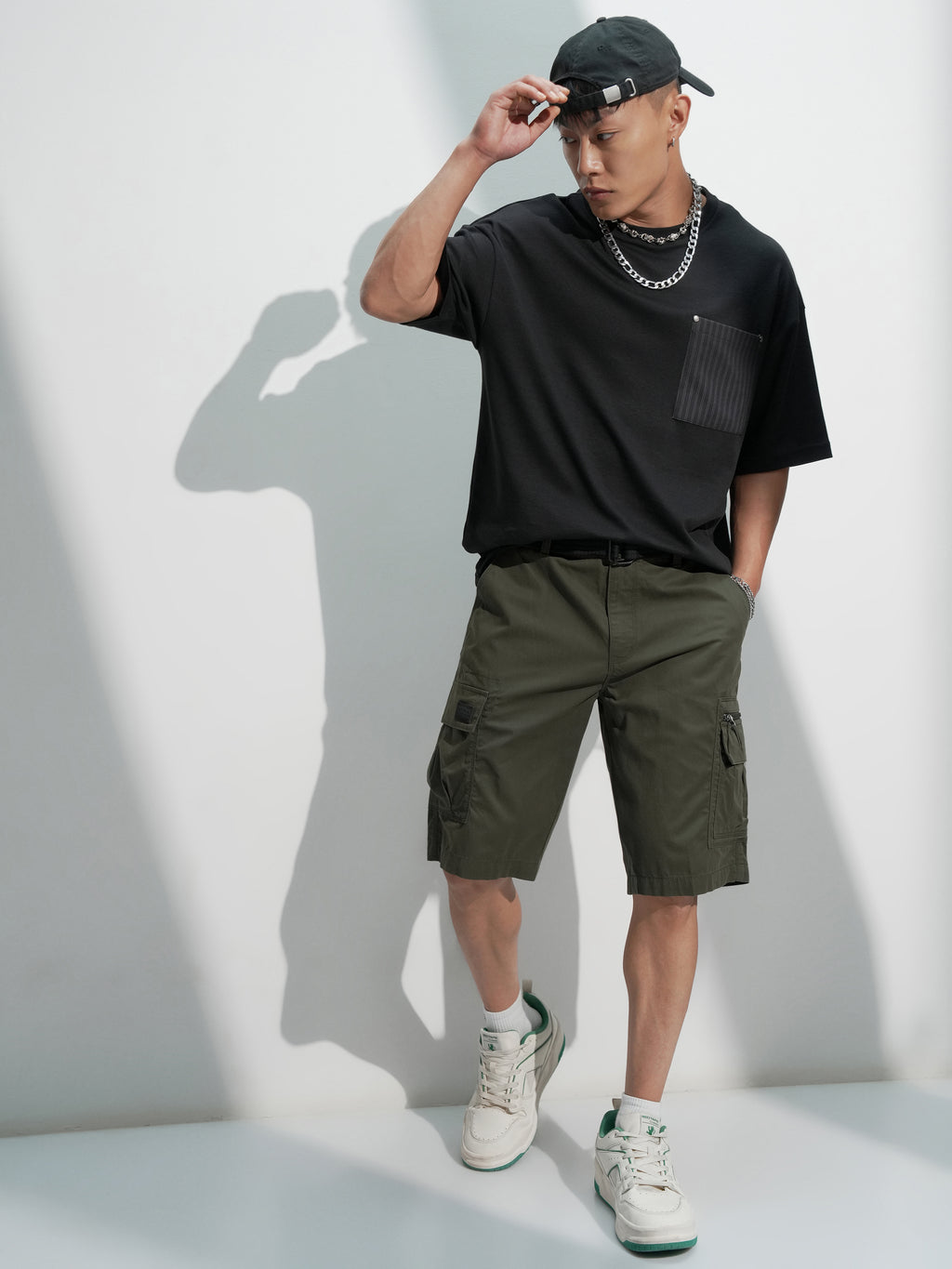 Highlander Men Black Regular Fit Cargo Shorts - Black - Image 2
