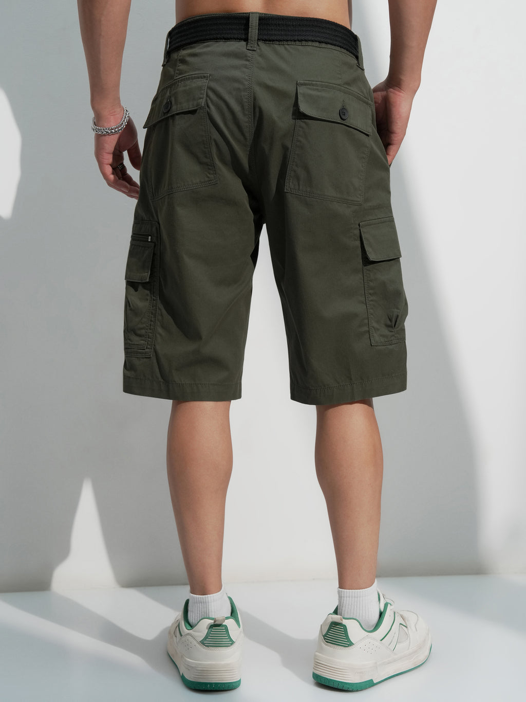 Highlander Men Black Regular Fit Cargo Shorts - Black - Image 3