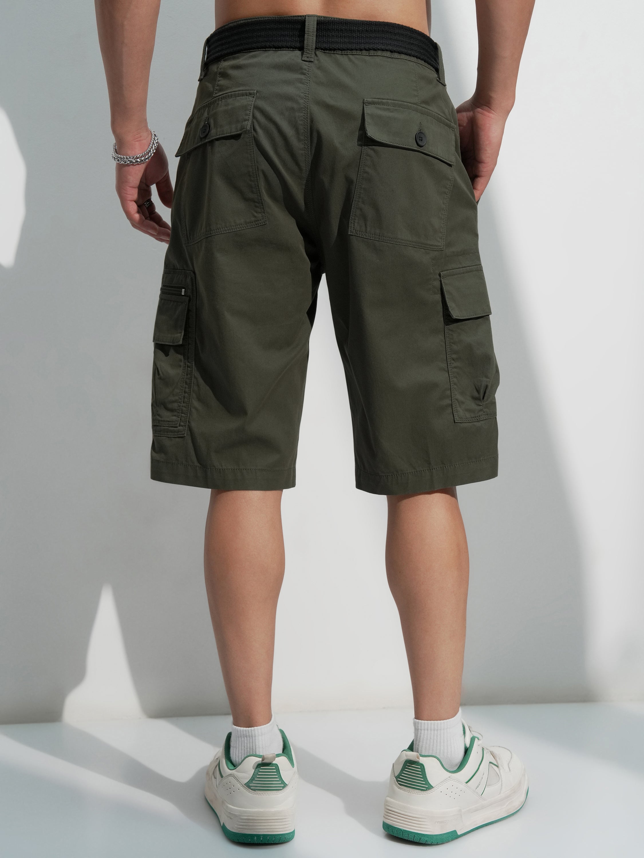 Highlander Men Black Regular Fit Cargo Shorts - Black - Image 3