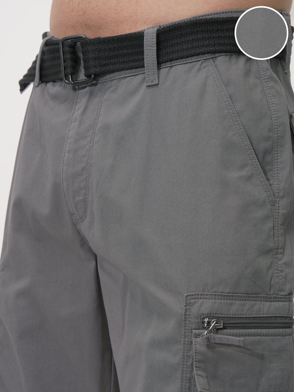 Highlander Men Grey Regular Fit Cargo Shorts - Grey - Image 5