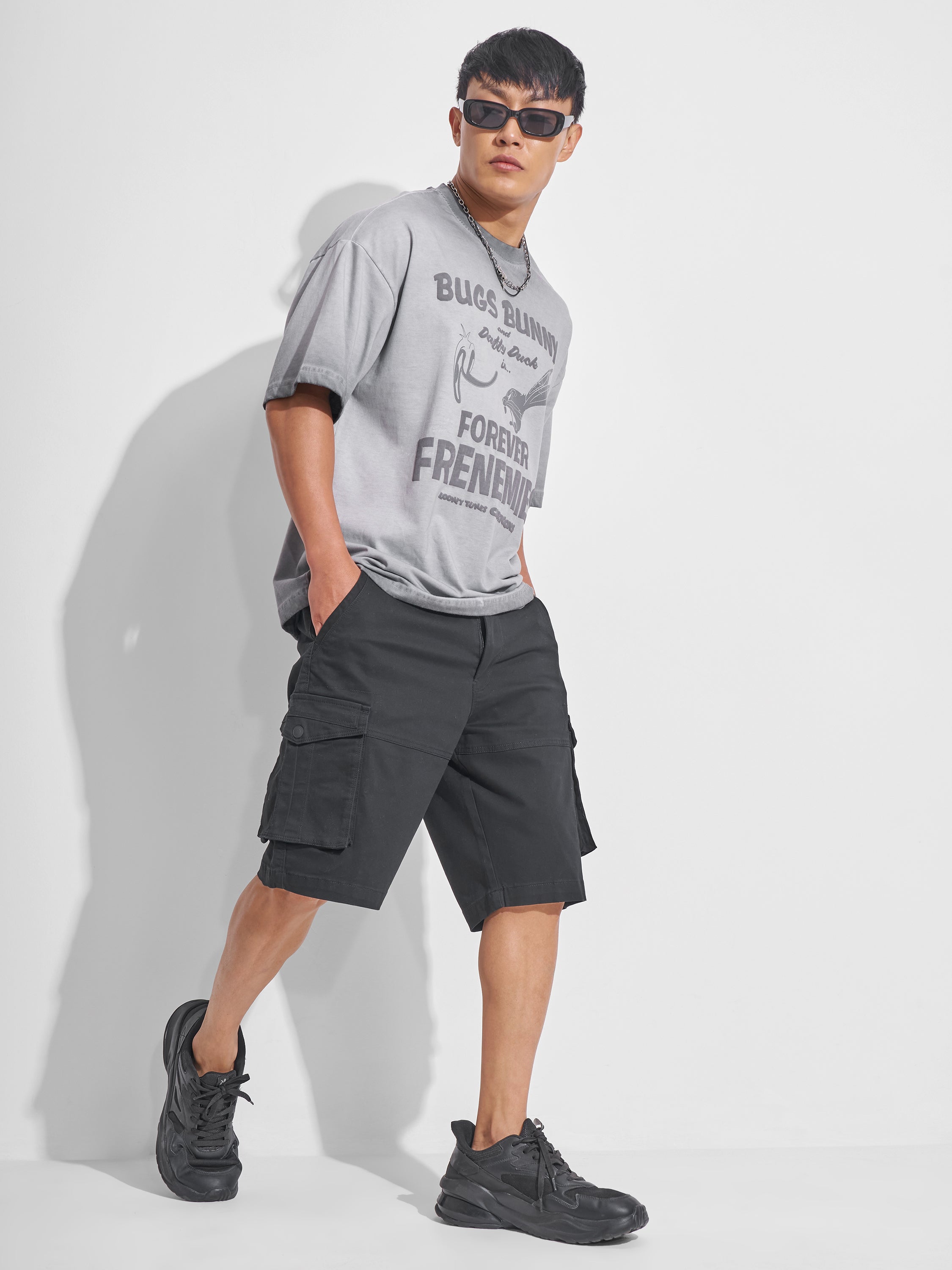 Highlander Men Black Regular Fit Cargo Shorts - Black - Image 2