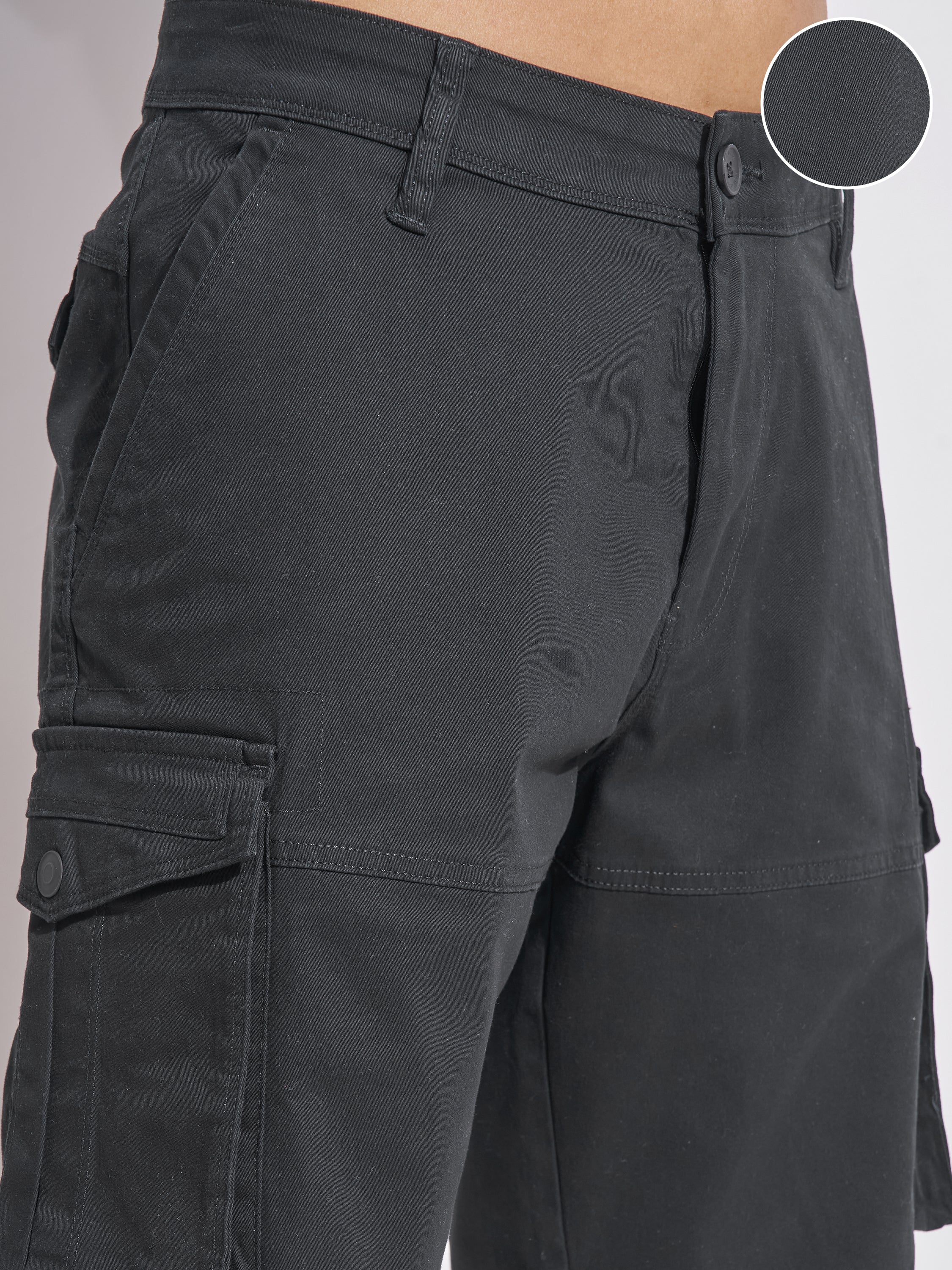 Highlander Men Black Regular Fit Cargo Shorts - Black - Image 5