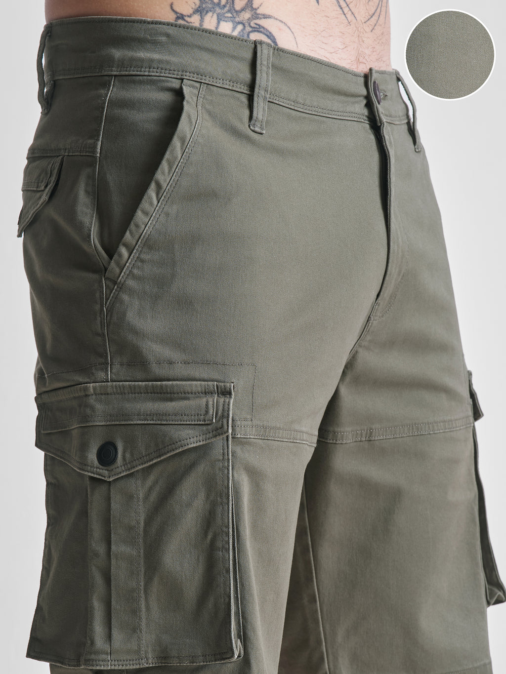 Highlander Men Green Regular Fit Cargo Shorts - Green - Image 5