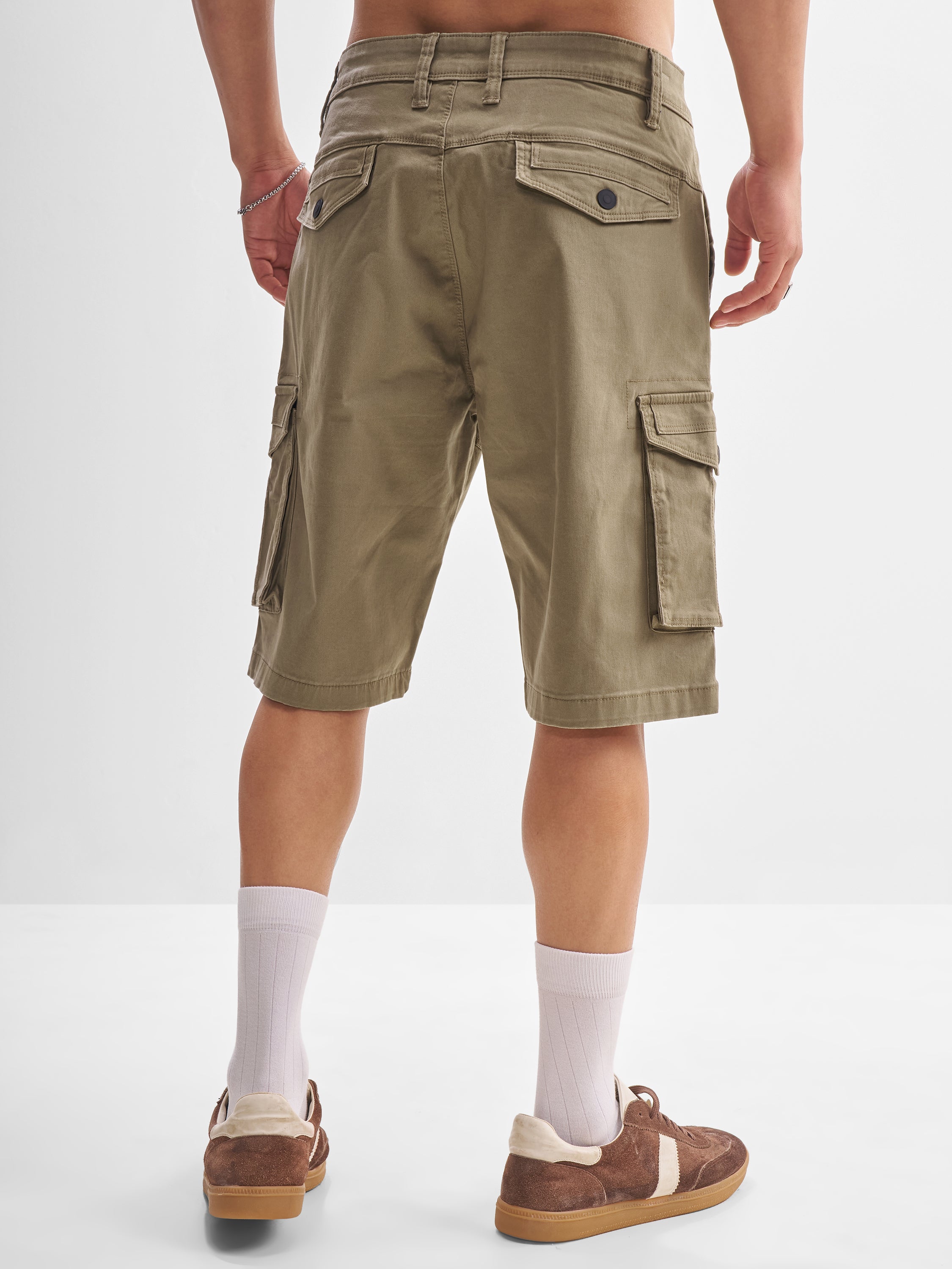 Highlander Men Brown Regular Fit Cargo Shorts - Brown - Image 3