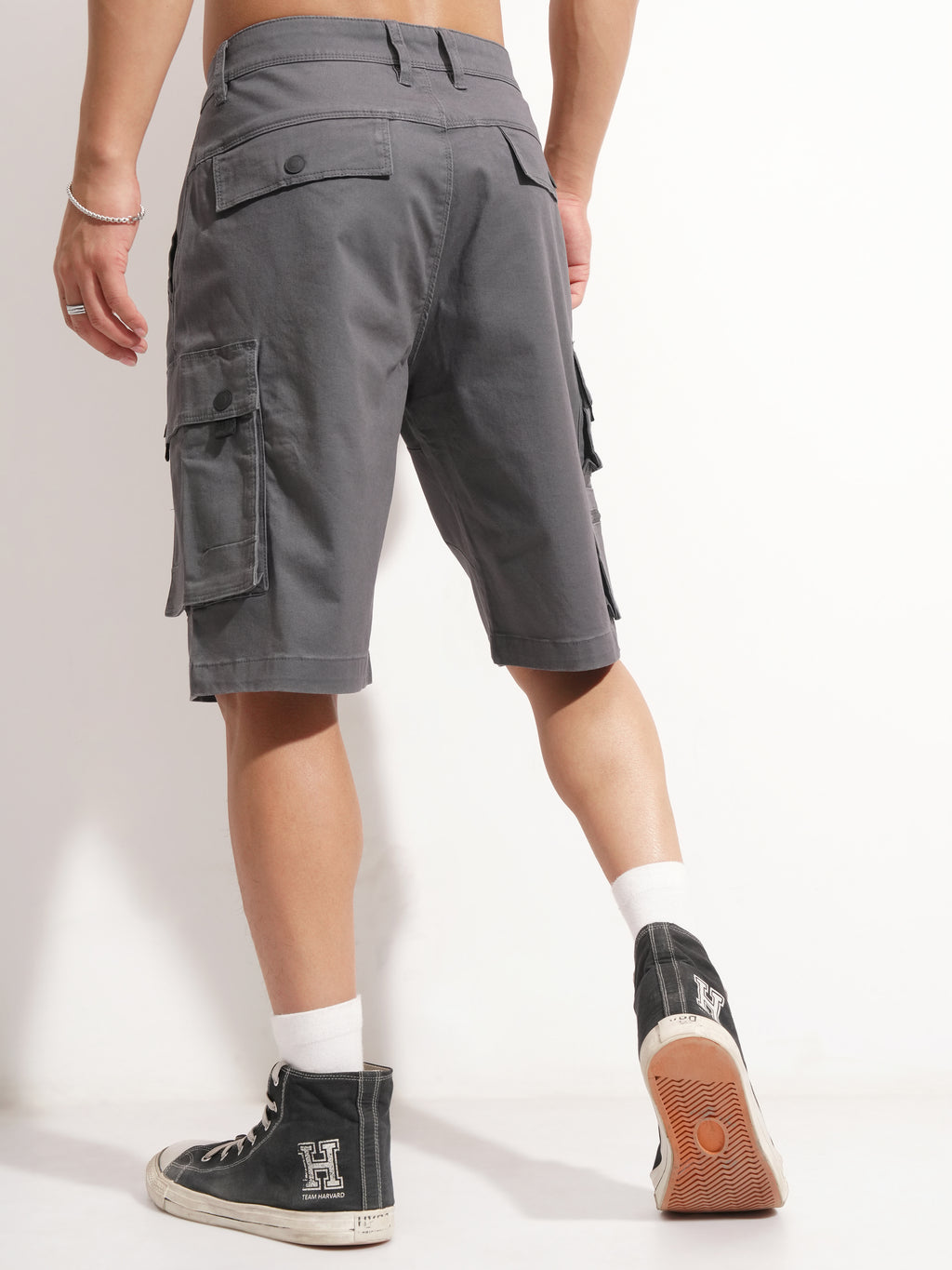 Highlander Men Grey Regular Fit Cargo Shorts - Grey - Image 3