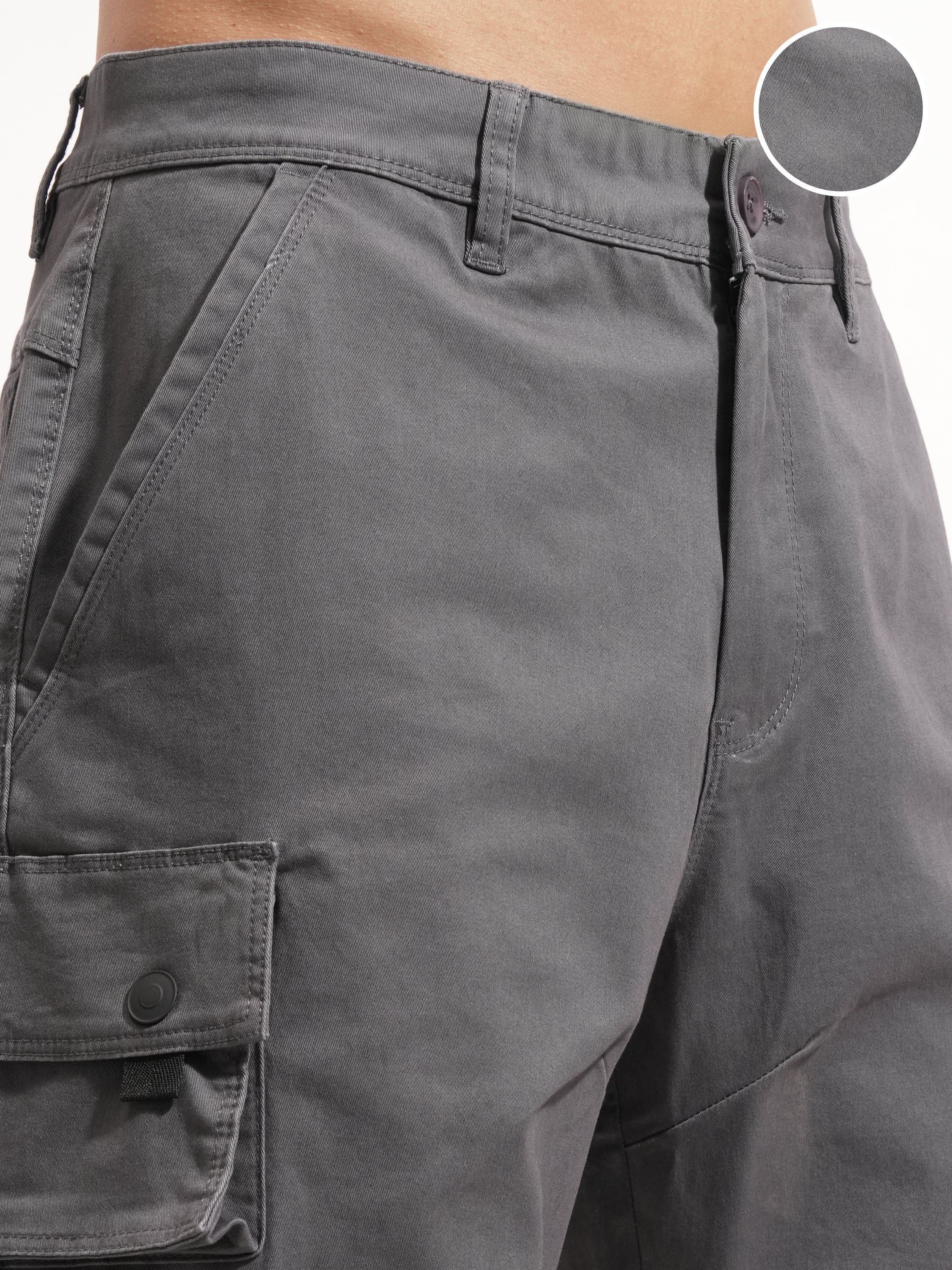 Highlander Men Grey Regular Fit Cargo Shorts - Grey - Image 5
