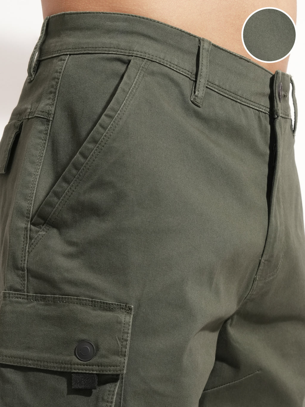 Highlander Men Green Regular Fit Cargo Shorts - Green - Image 5