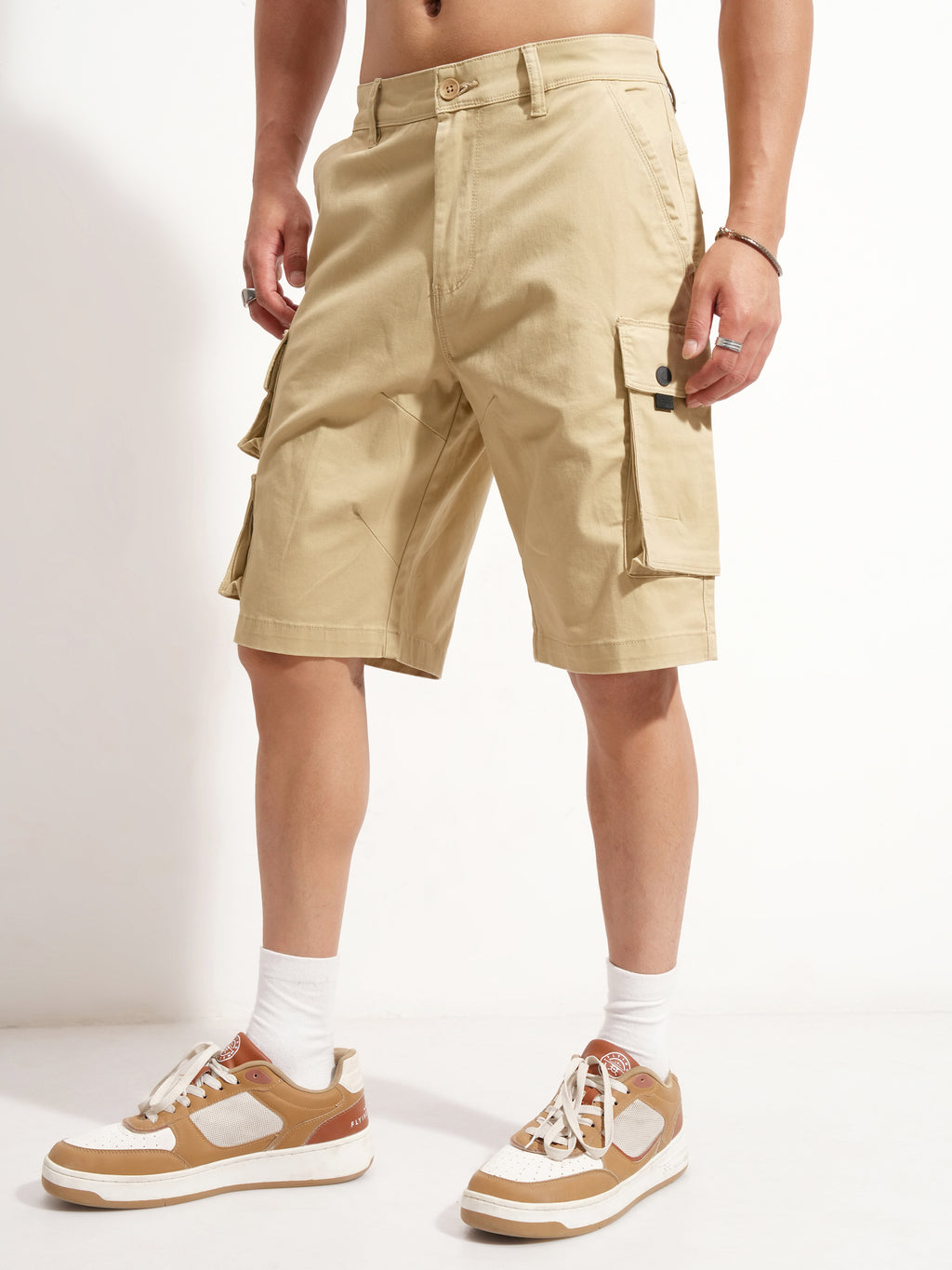 Highlander Men Brown Regular Fit Cargo Shorts - Brown - Image 4
