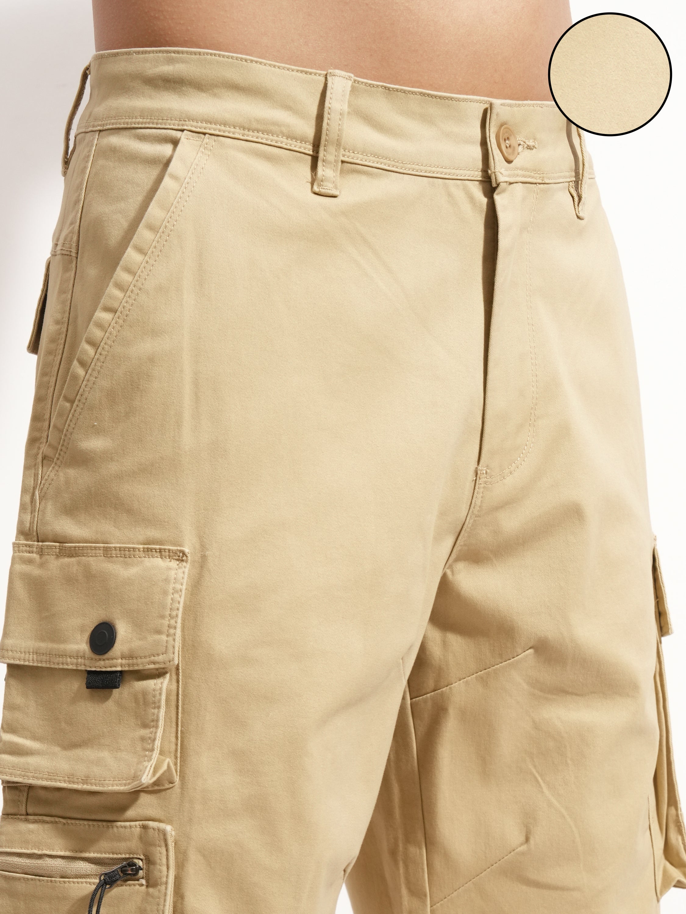 Highlander Men Brown Regular Fit Cargo Shorts - Brown - Image 5