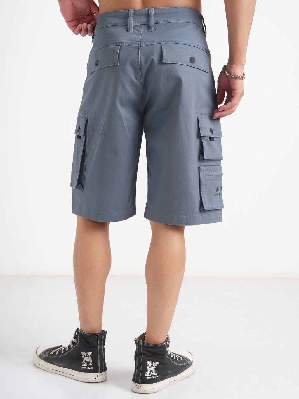 Highlander Men Grey Regular Fit Cargo Shorts - Grey - Image 3