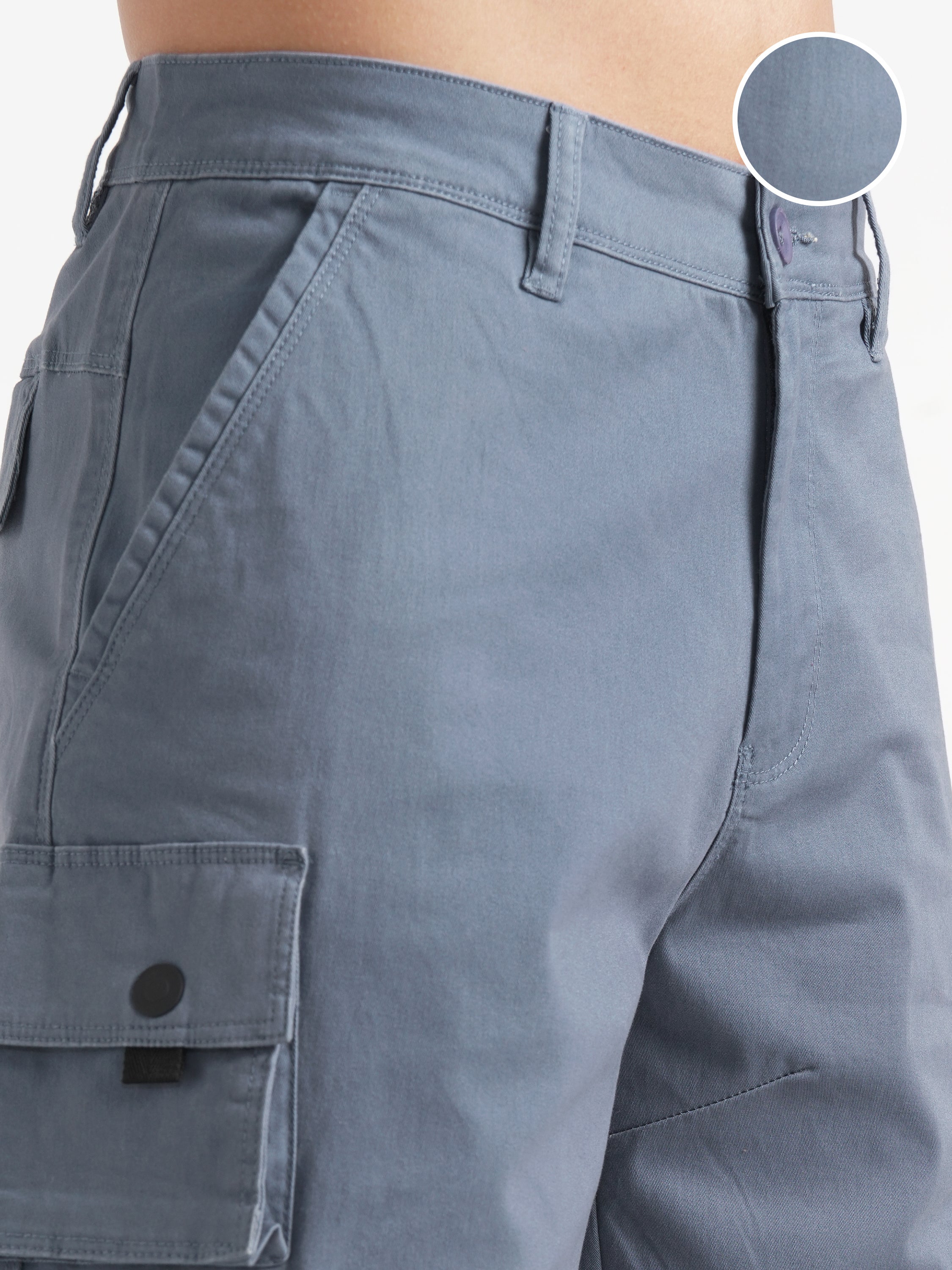 Highlander Men Grey Regular Fit Cargo Shorts - Grey - Image 5