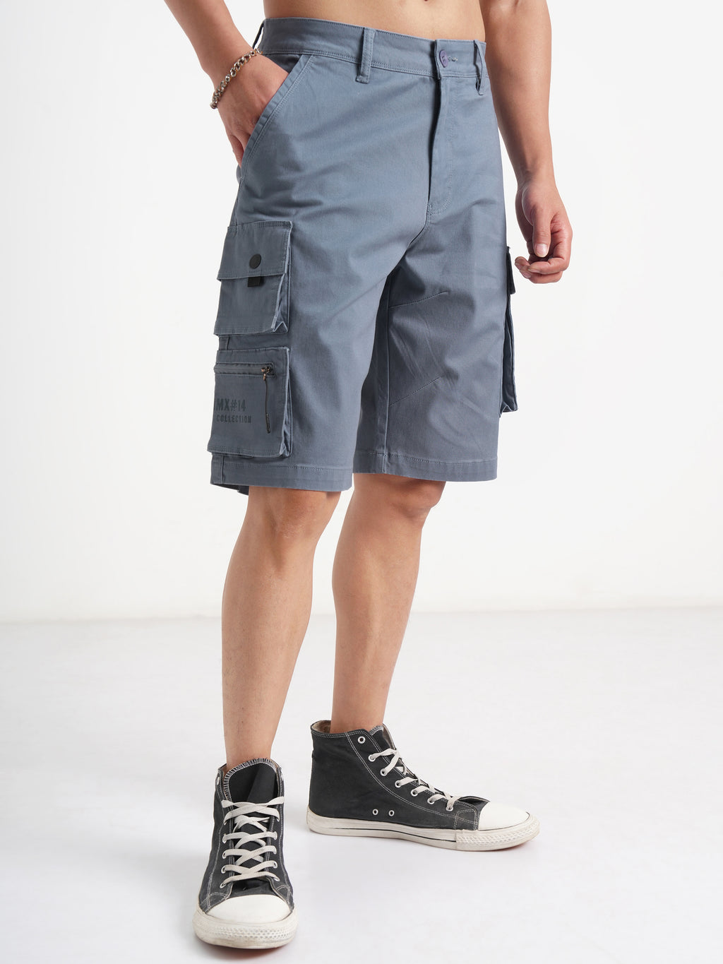 Highlander Men Grey Regular Fit Cargo Shorts - Grey - Image 6