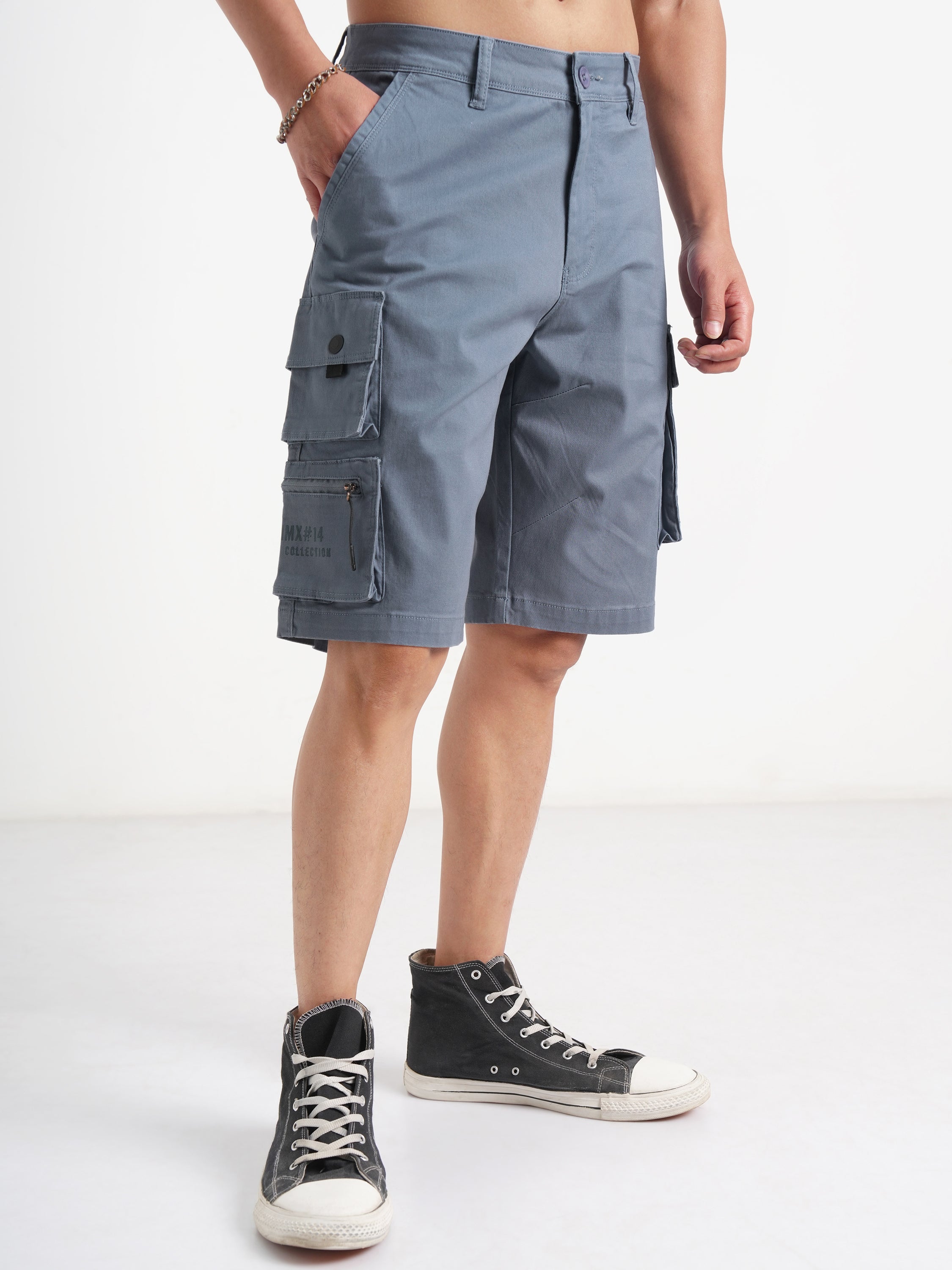 Highlander Men Grey Regular Fit Cargo Shorts - Grey - Image 6