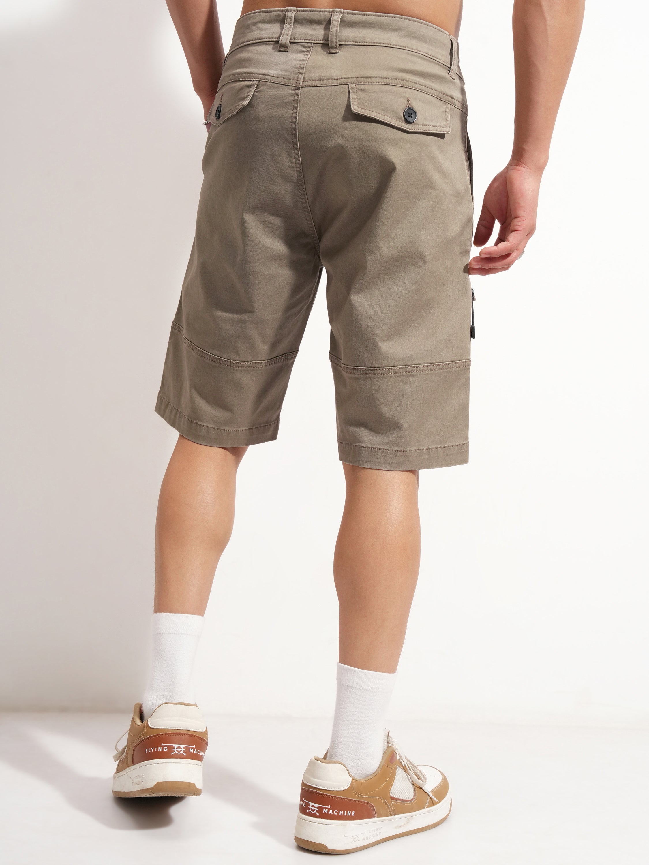 Highlander Men Grey Relaxed Fit Cargo Shorts - Grey - Image 3