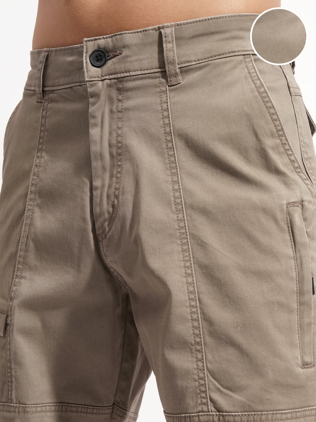 Highlander Men Grey Relaxed Fit Cargo Shorts - Grey - Image 5