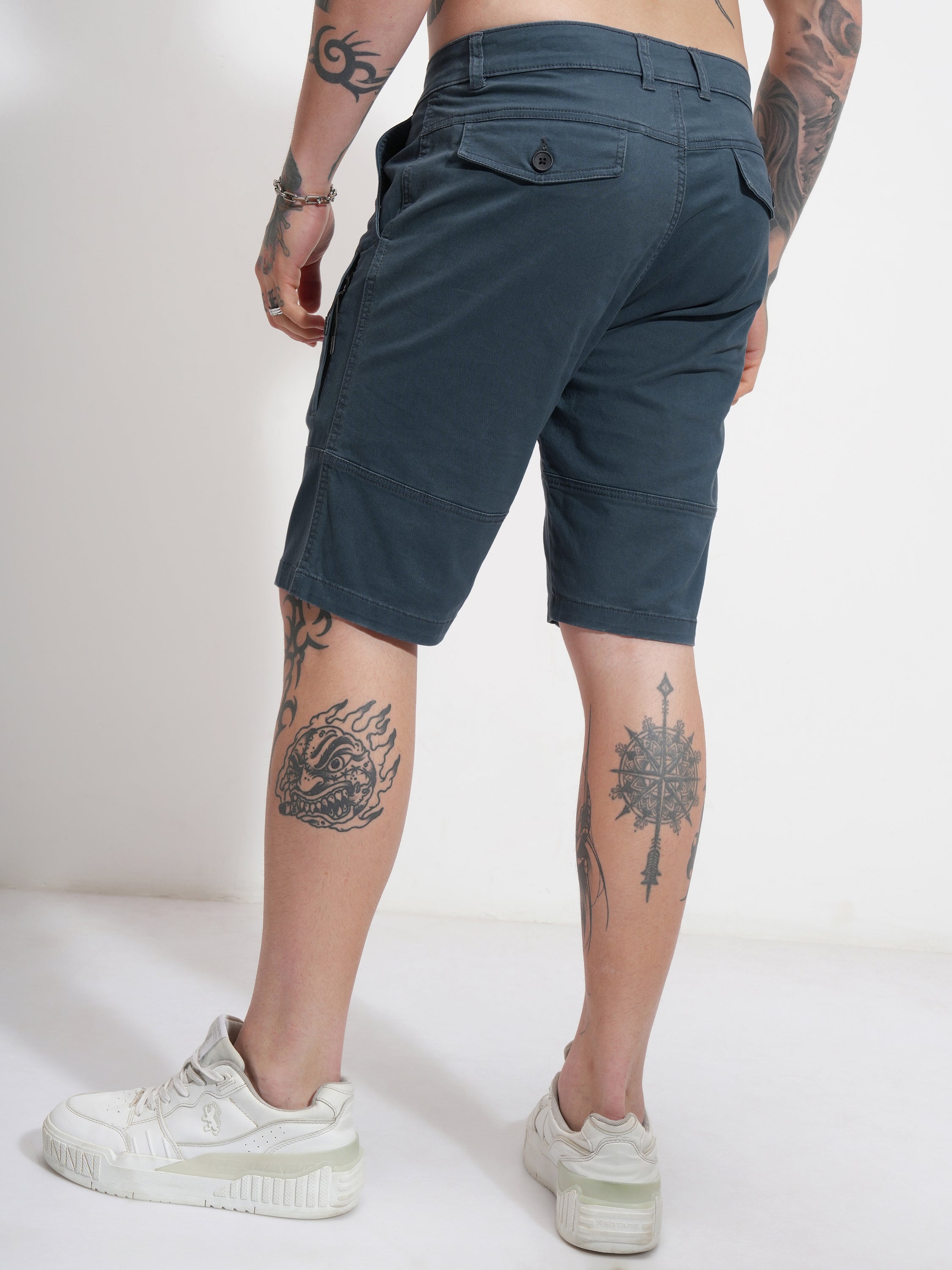 Highlander Men Blue Relaxed Fit Cargo Shorts - Blue - Image 3