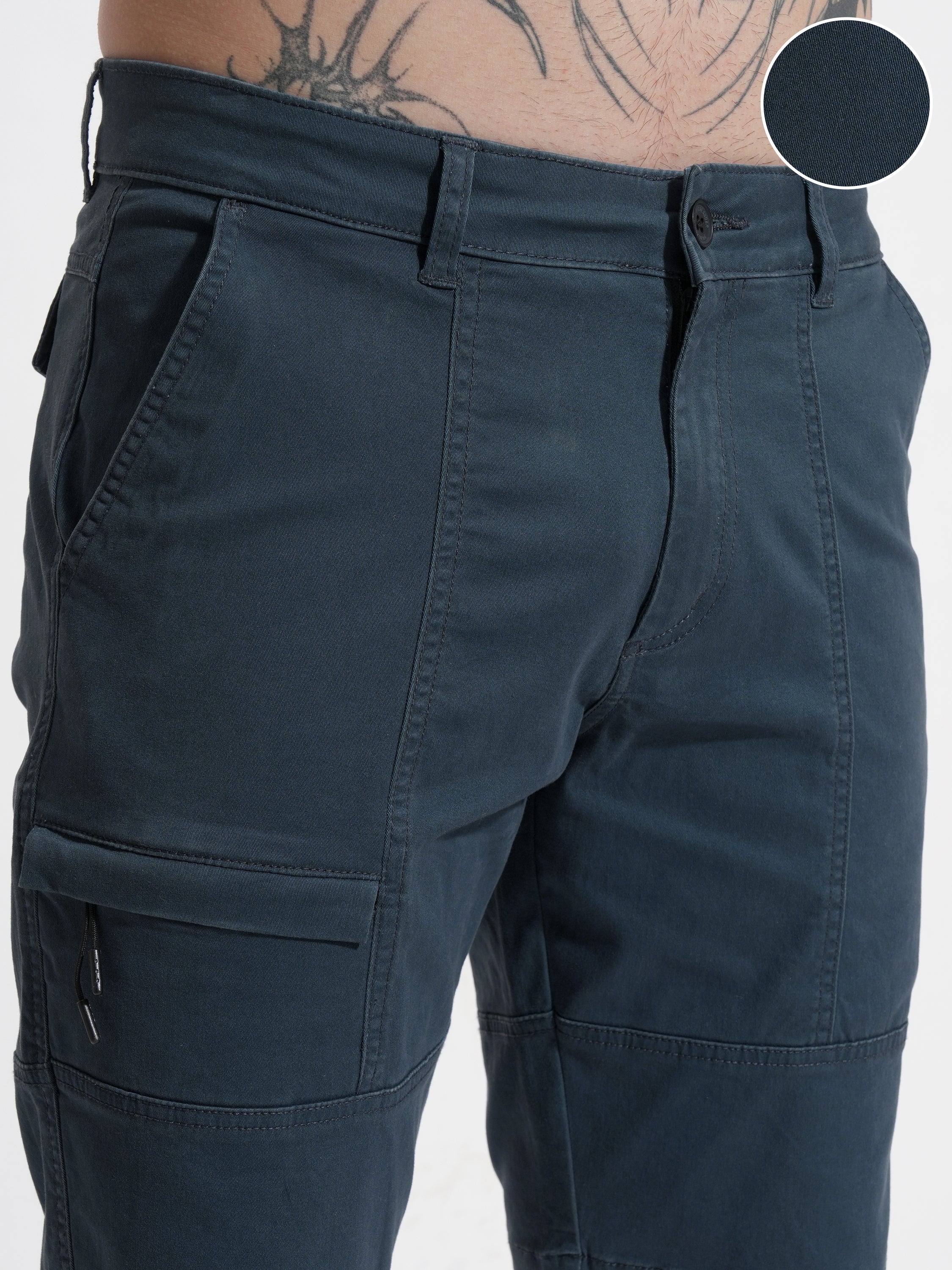 Highlander Men Blue Relaxed Fit Cargo Shorts - Blue - Image 5