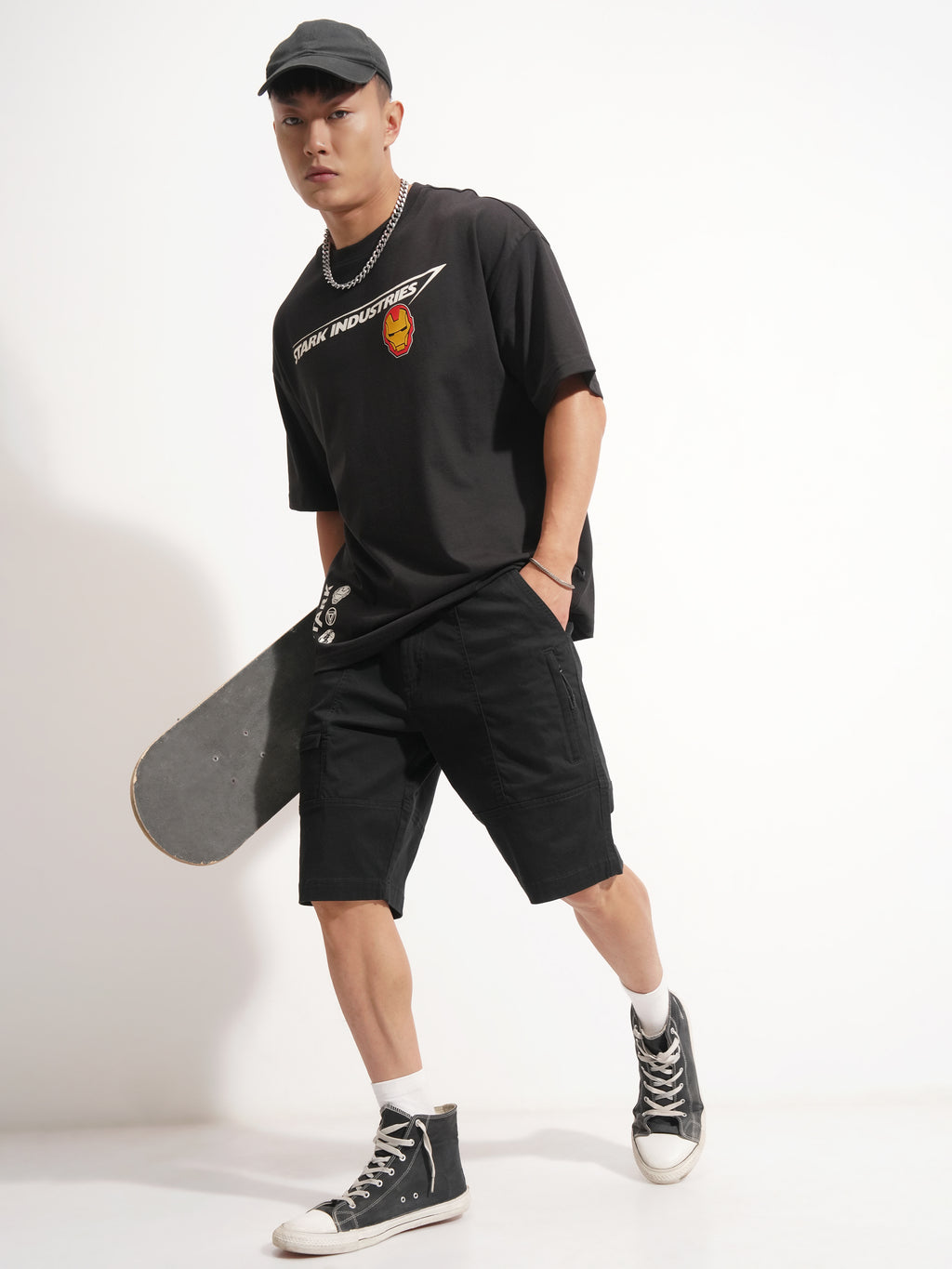 Highlander Men Black Regular Fit Cargo Shorts - Black - Image 2