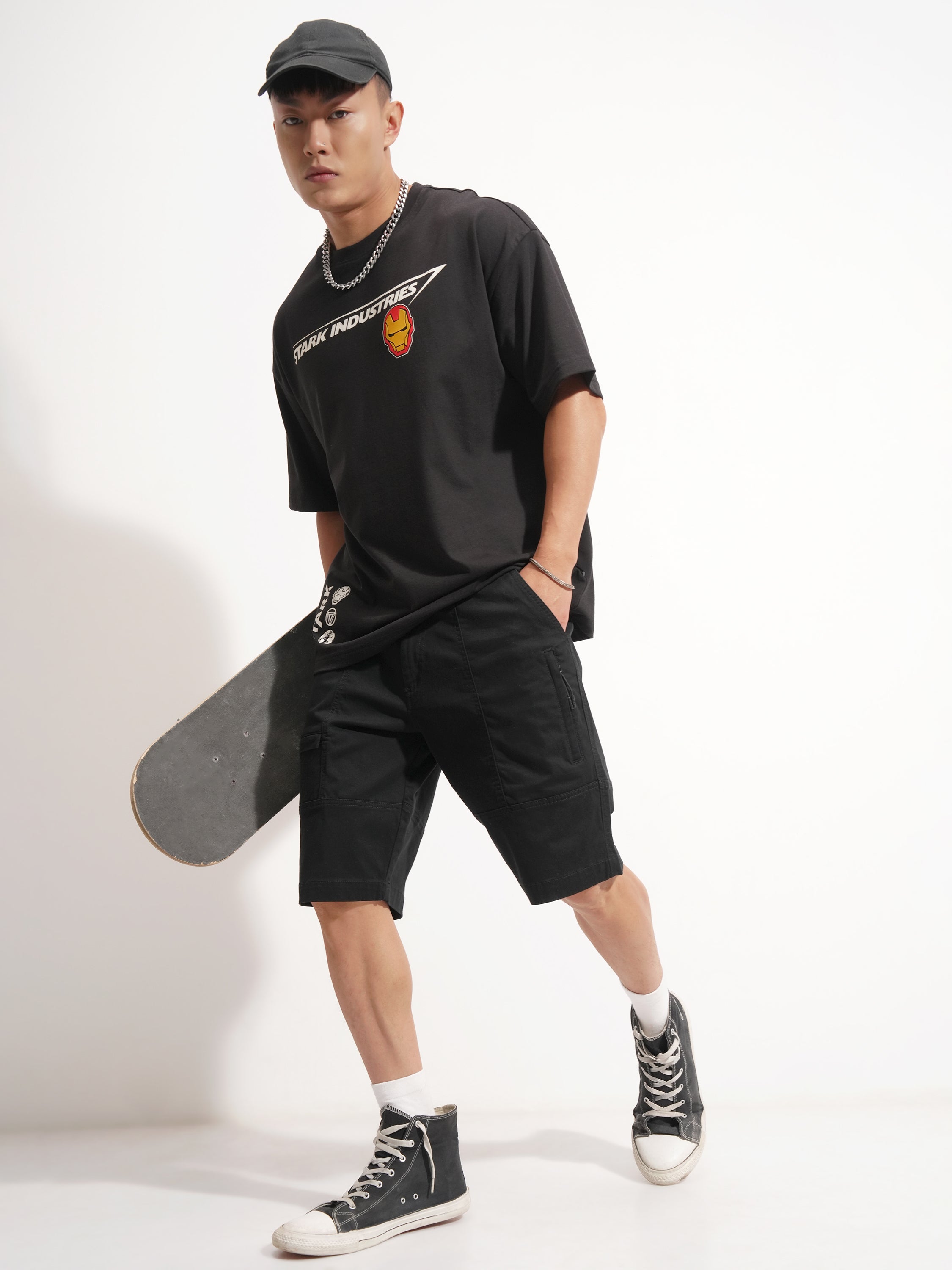 Highlander Men Black Regular Fit Cargo Shorts - Black - Image 2