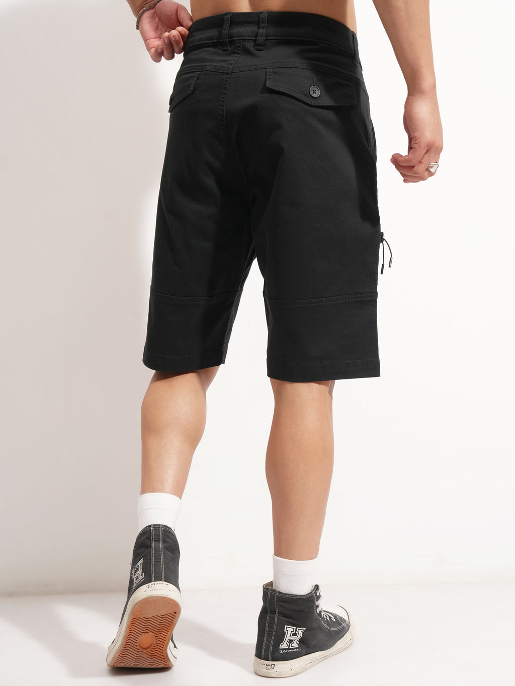 Highlander Men Black Regular Fit Cargo Shorts - Black - Image 3