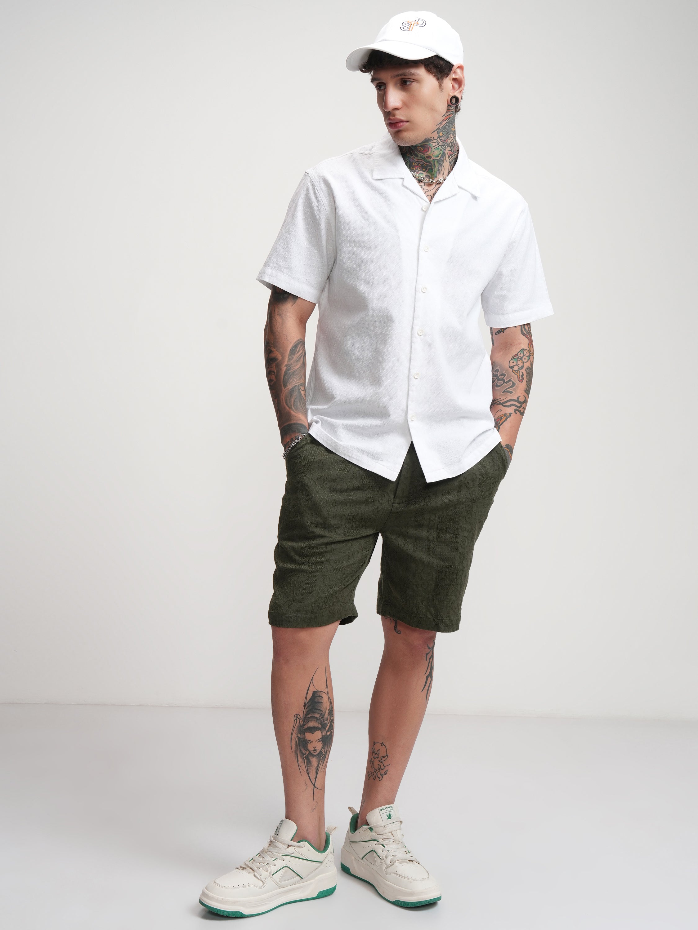 Highlander Men Olive Relaxed Fit Shorts - Olive - Image 2
