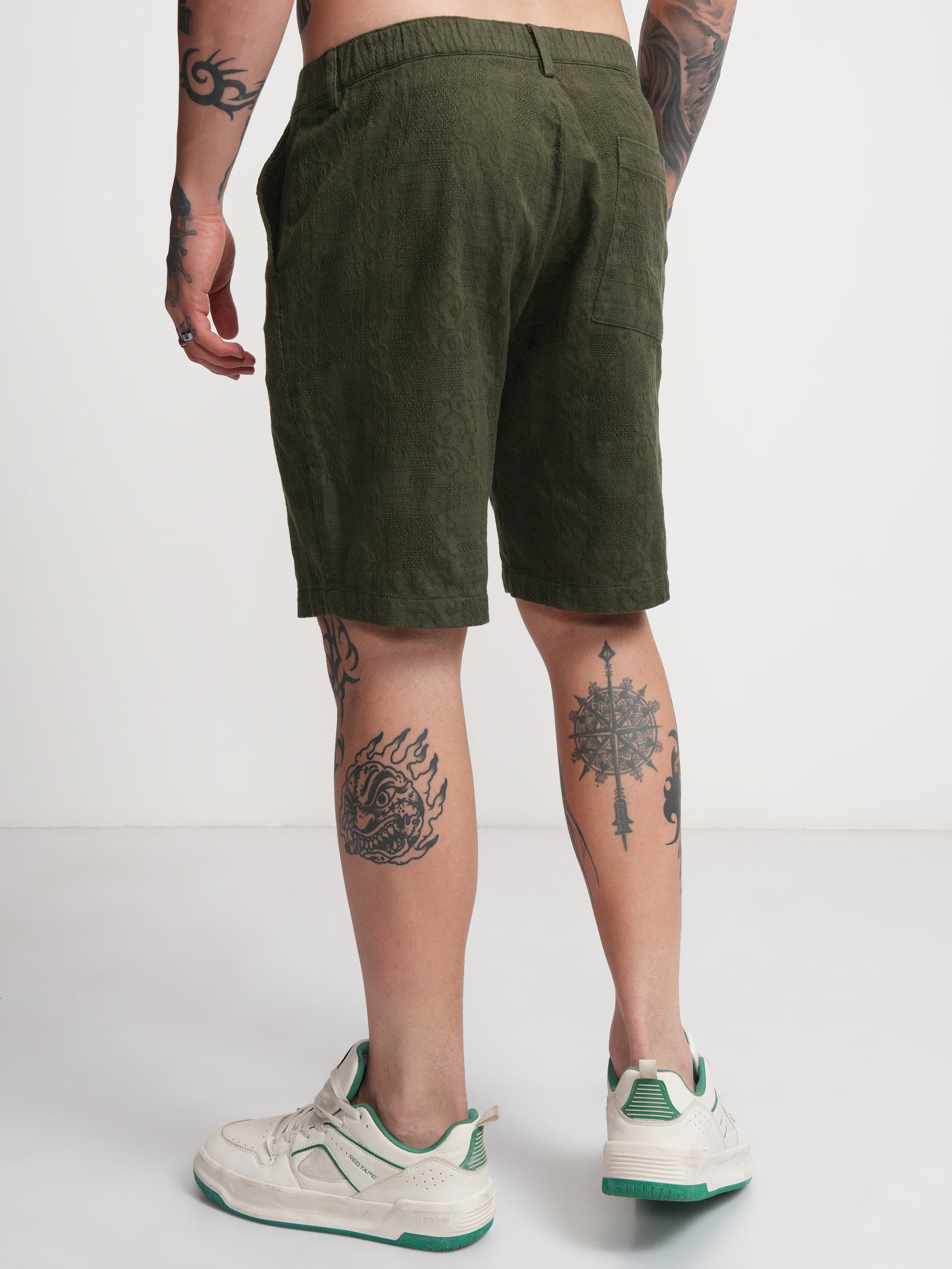 Highlander Men Olive Relaxed Fit Shorts - Olive - Image 3