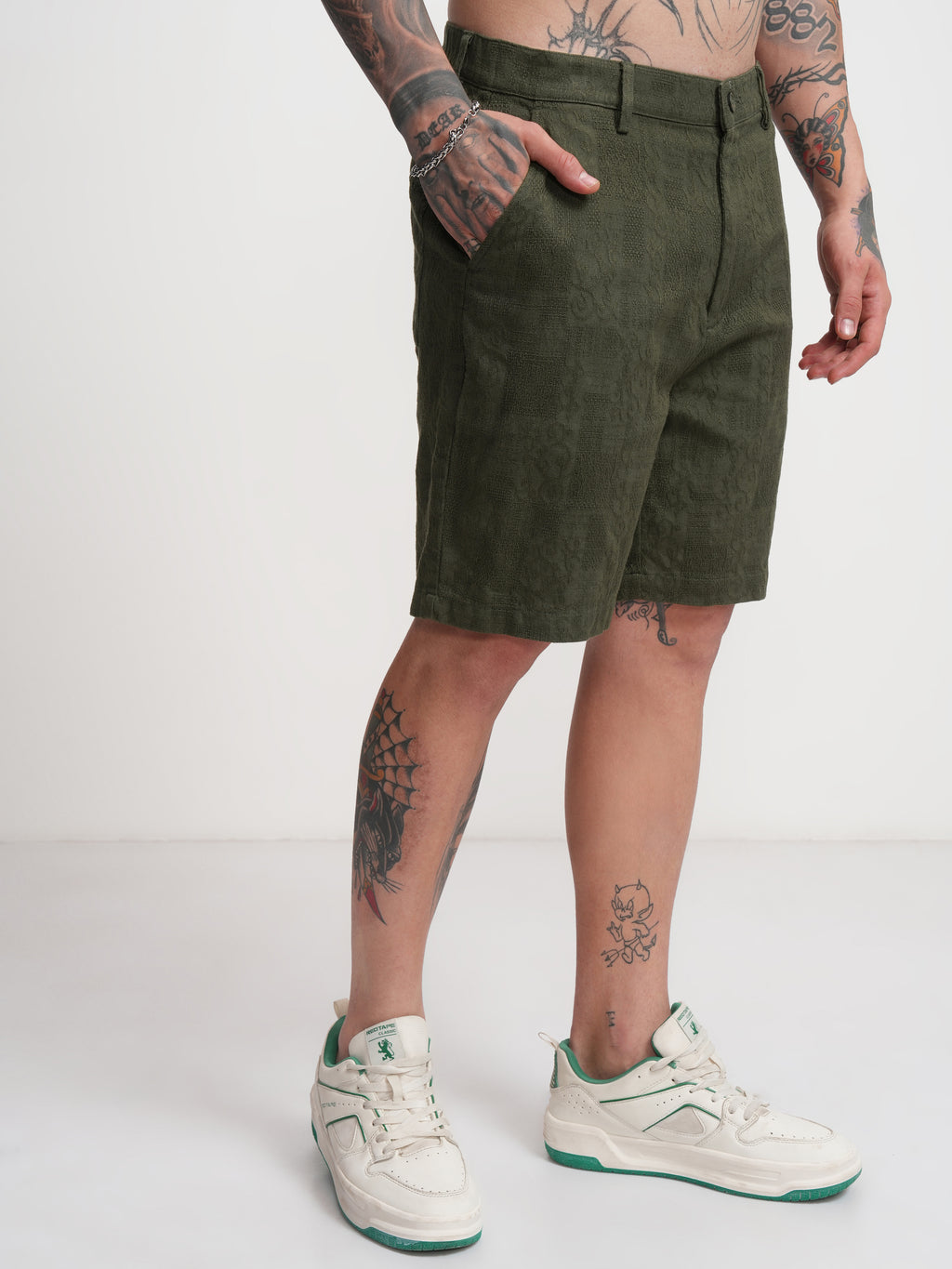 Highlander Men Olive Relaxed Fit Shorts - Olive - Image 6