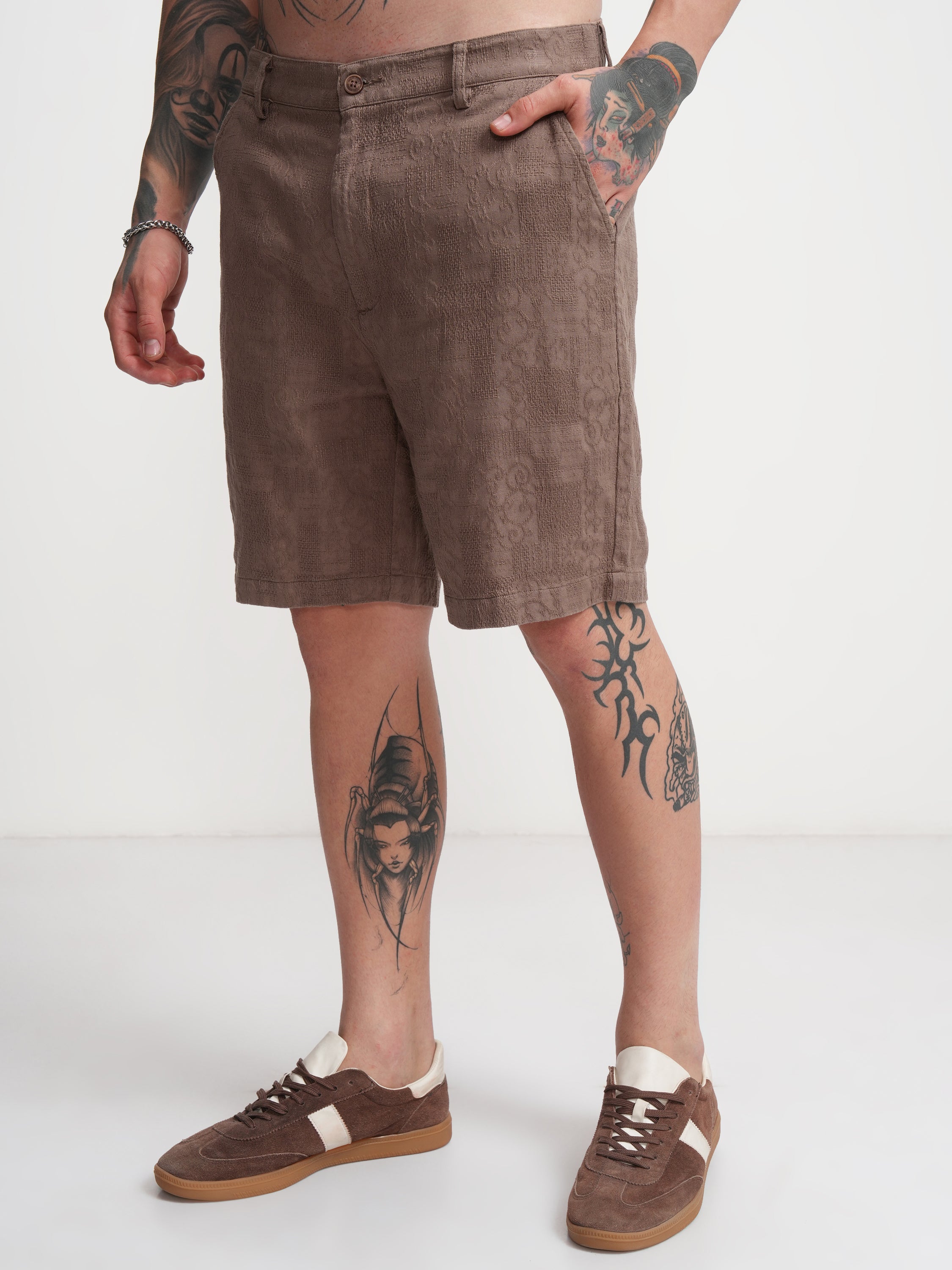 Highlander Men Brown Relaxed Fit Shorts - Brown - Image 4