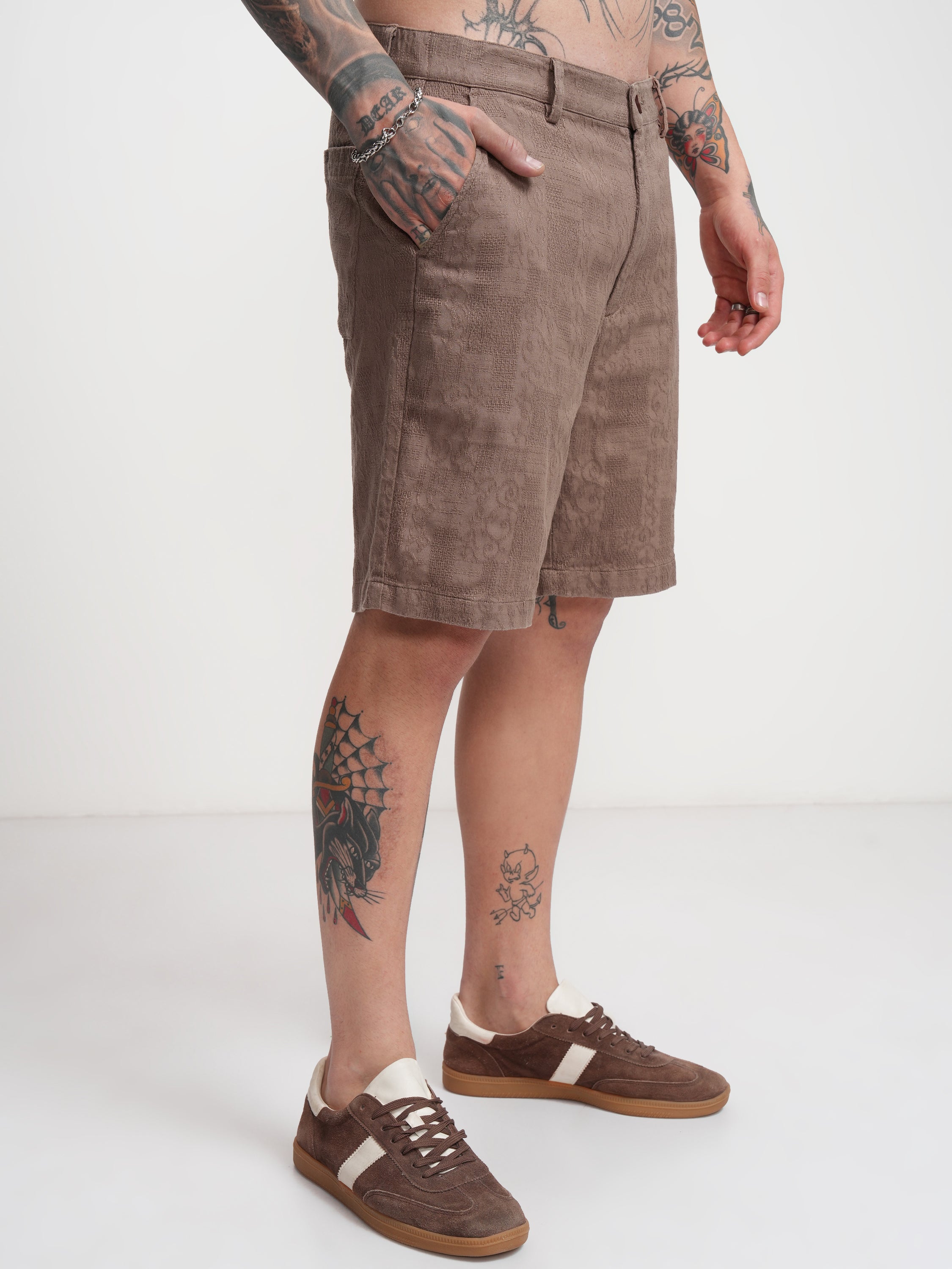 Highlander Men Brown Relaxed Fit Shorts - Brown - Image 6