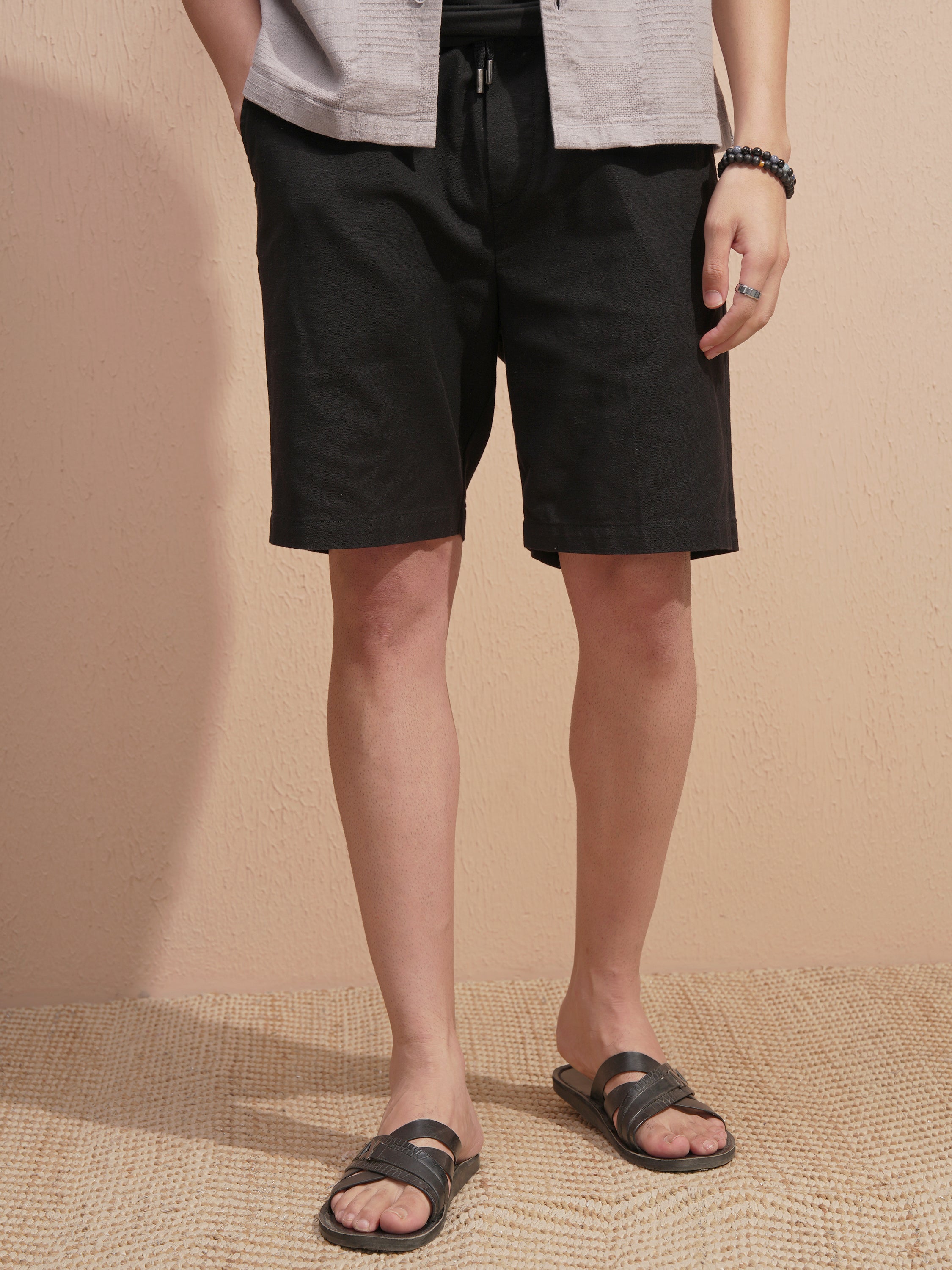 Highlander Men Black Loose Fit Shorts - Black - Image 1
