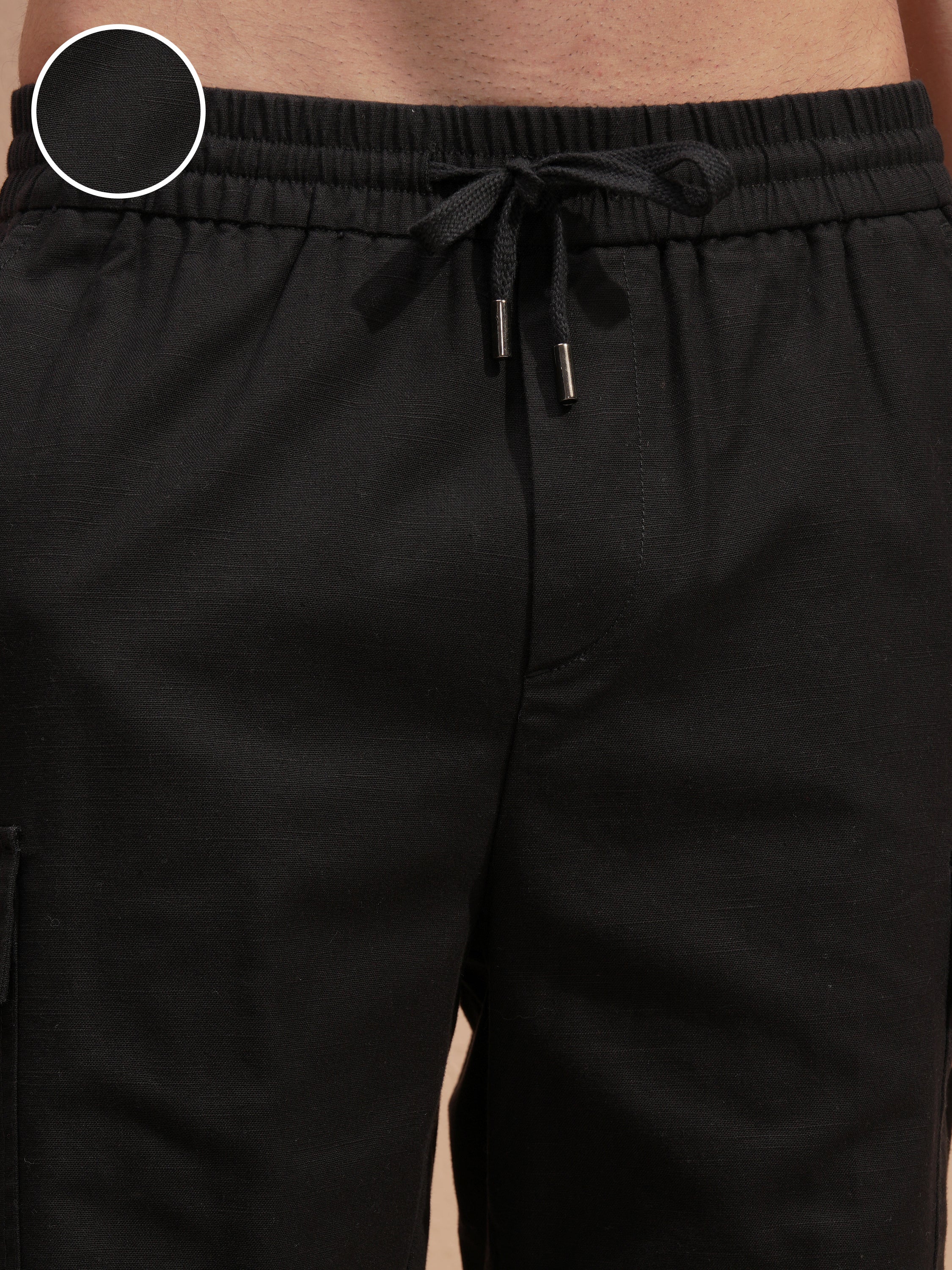 Highlander Men Black Loose Fit Cargo Shorts - Black - Image 5