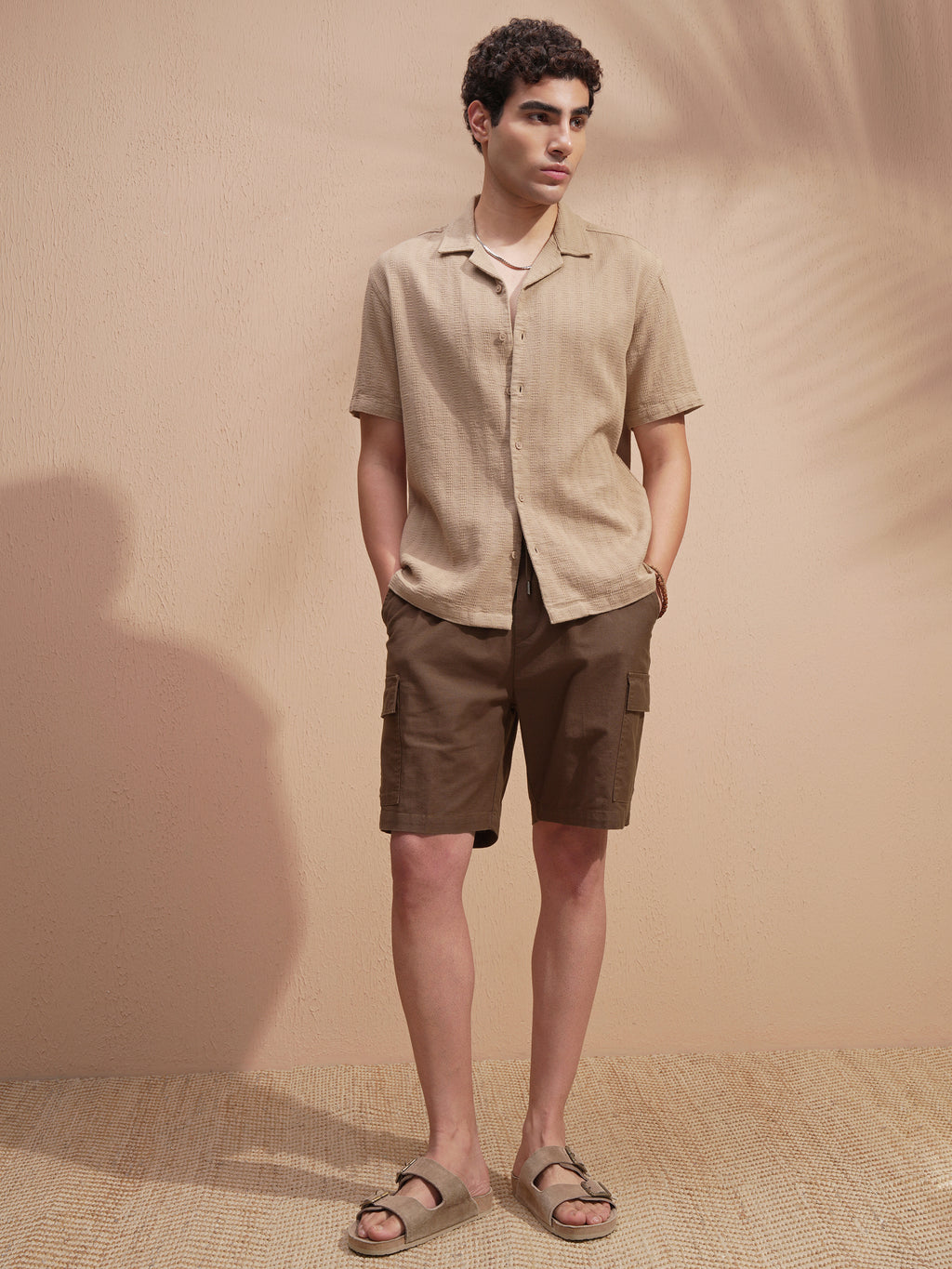 Highlander Men Brown Loose Fit Cargo Shorts - Brown - Image 2