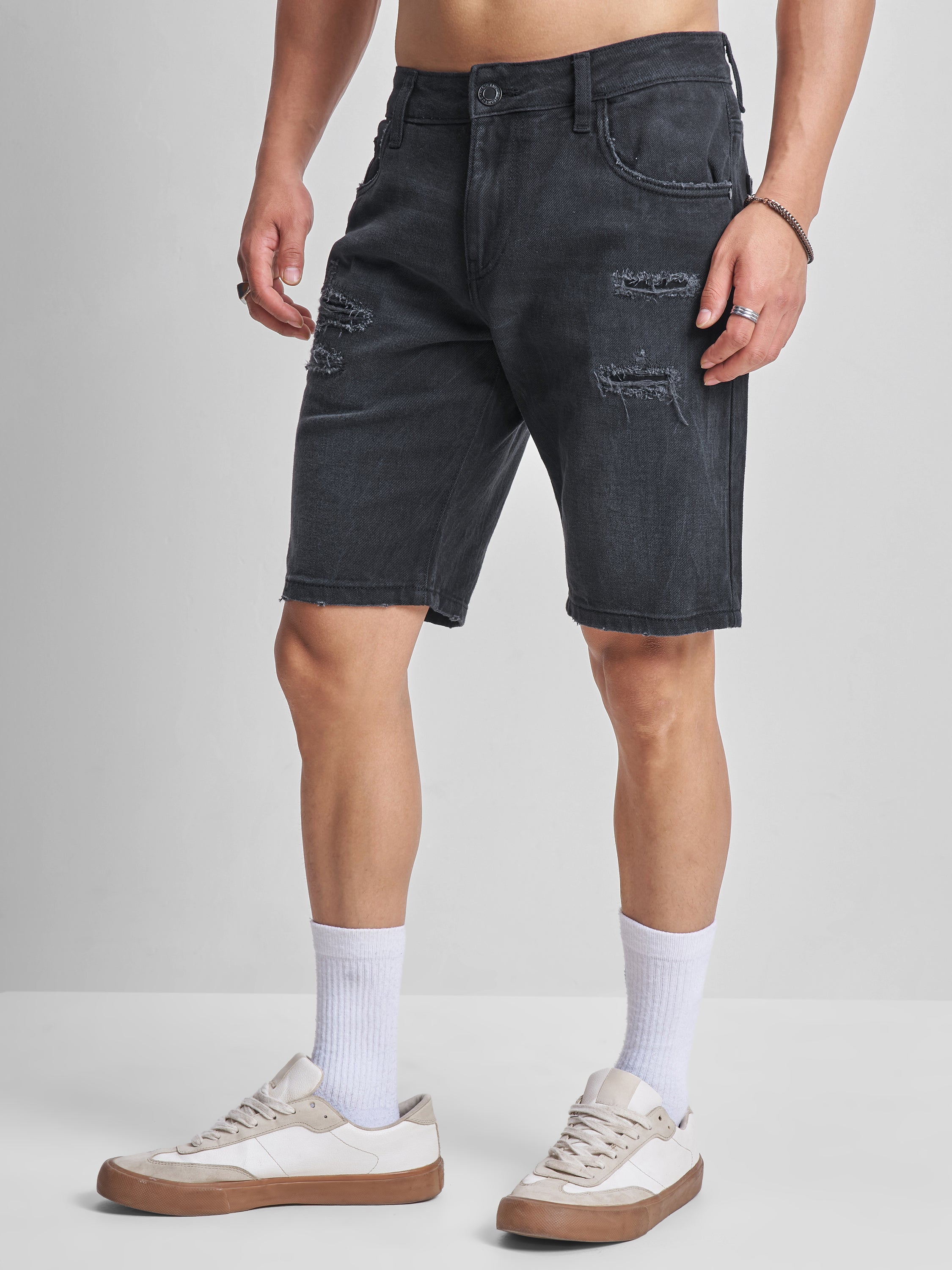 Highlander Men Black Regular Fit Shorts - Black - Image 4
