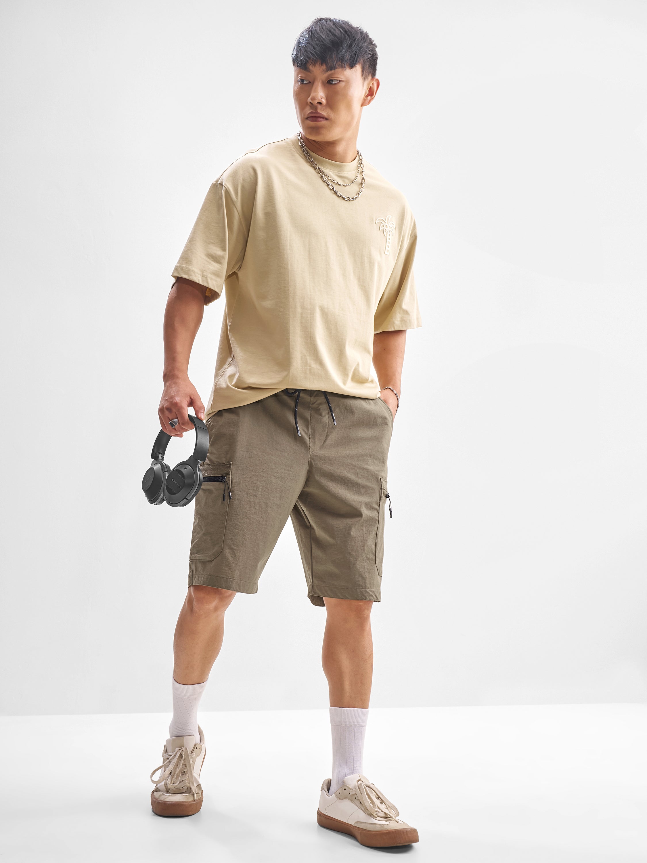 Highlander Men Brown Slim Fit Cargo Shorts - Brown - Image 2