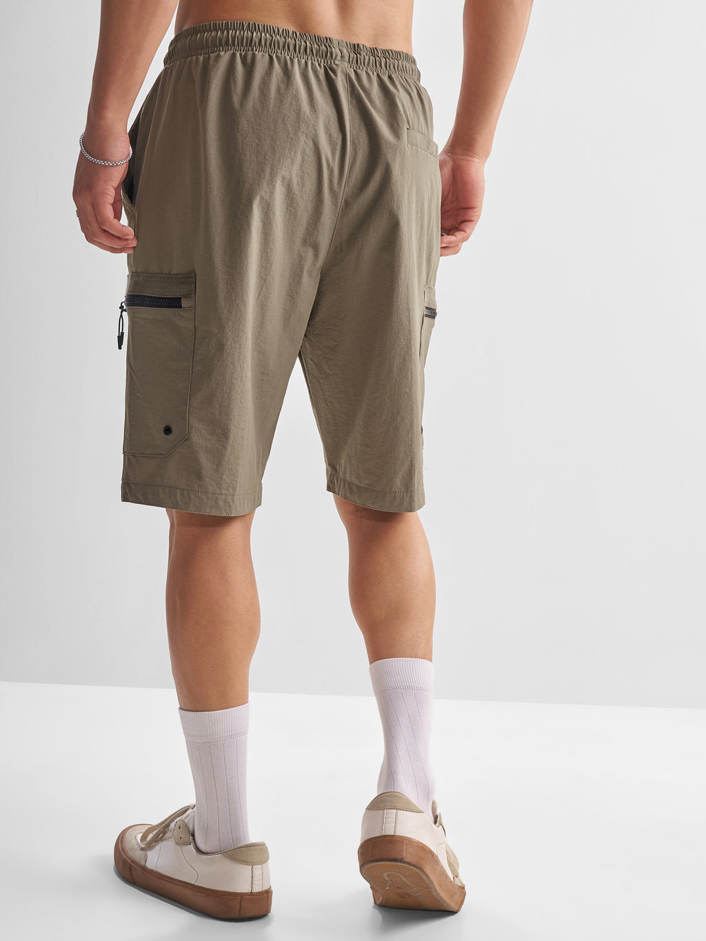 Highlander Men Brown Slim Fit Cargo Shorts - Brown - Image 3