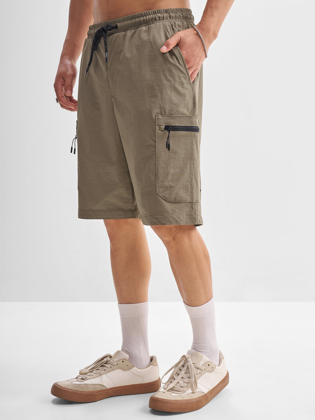 Highlander Men Brown Slim Fit Cargo Shorts - Brown - Image 4