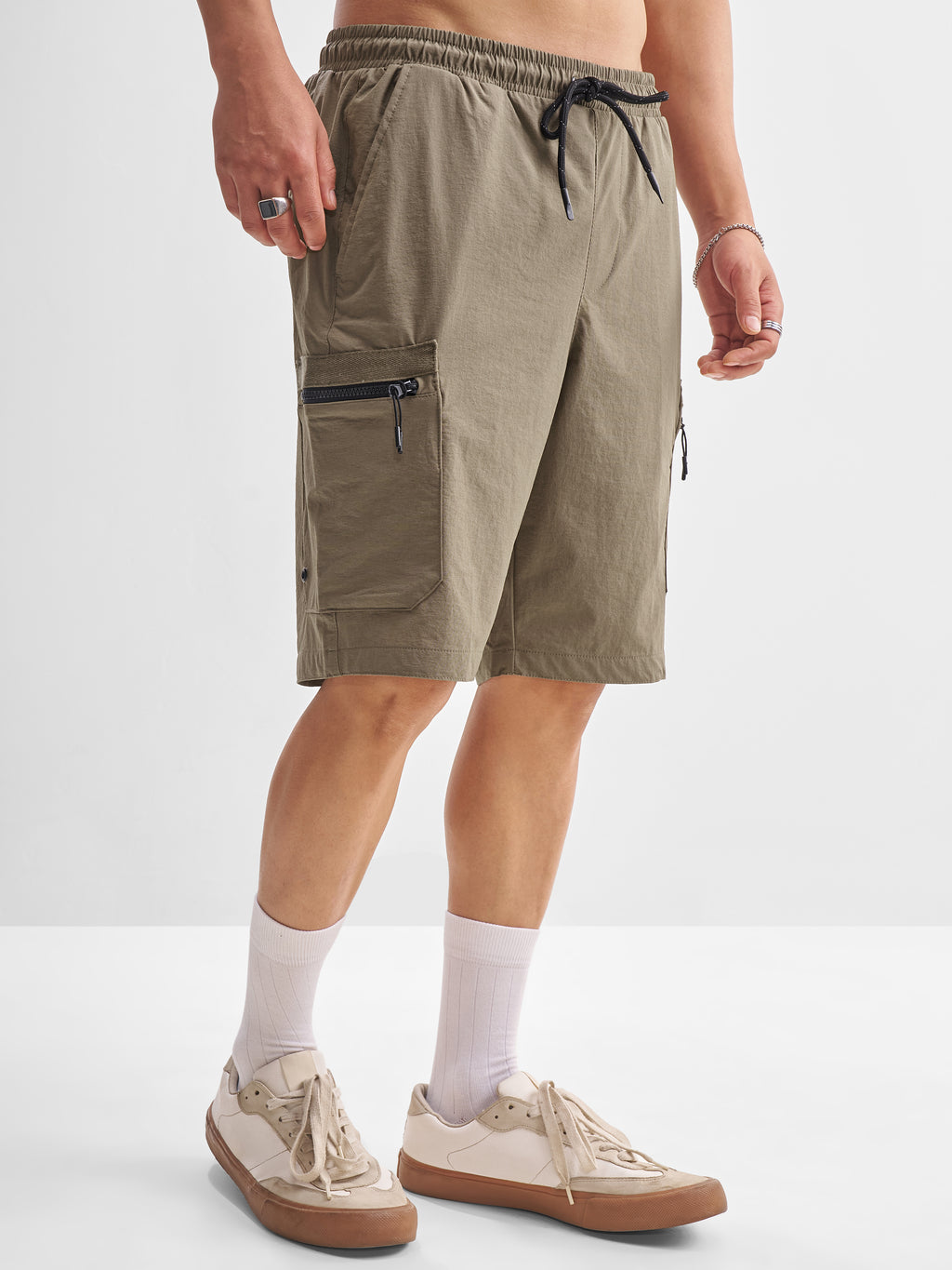 Highlander Men Brown Slim Fit Cargo Shorts - Brown - Image 6