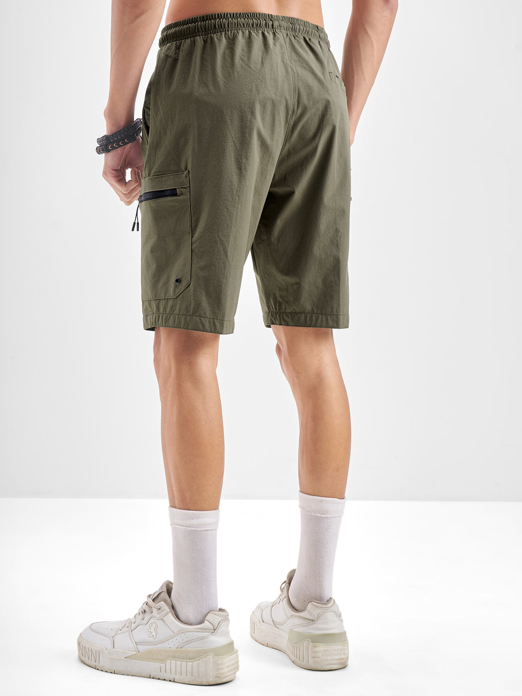 Highlander Men Olive Regular Fit Cargo Shorts - Olive - Image 3