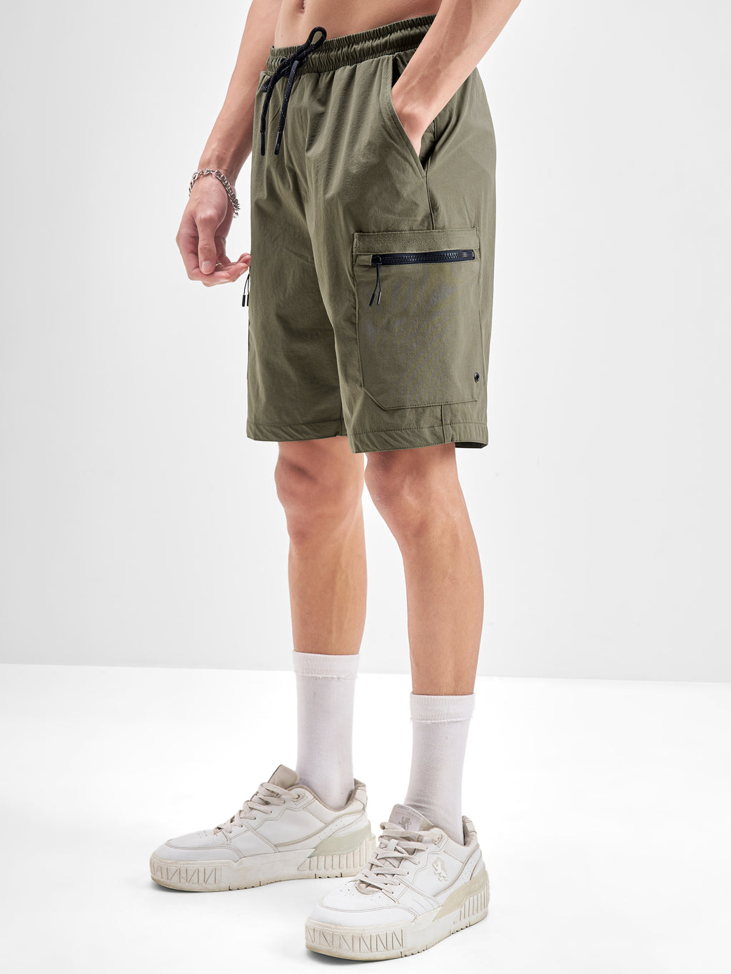 Highlander Men Olive Regular Fit Cargo Shorts - Olive - Image 4