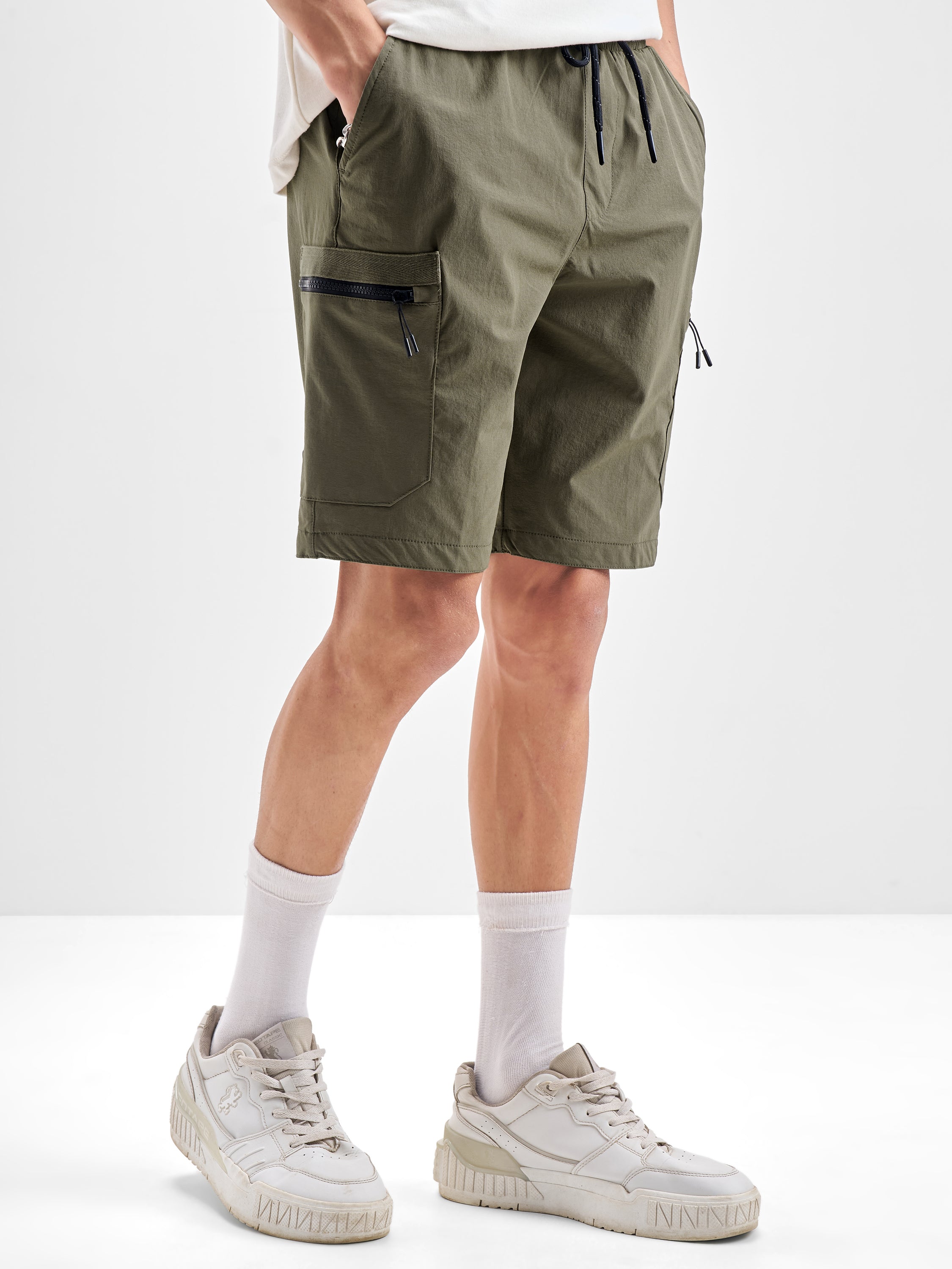 Highlander Men Olive Regular Fit Cargo Shorts - Olive - Image 6