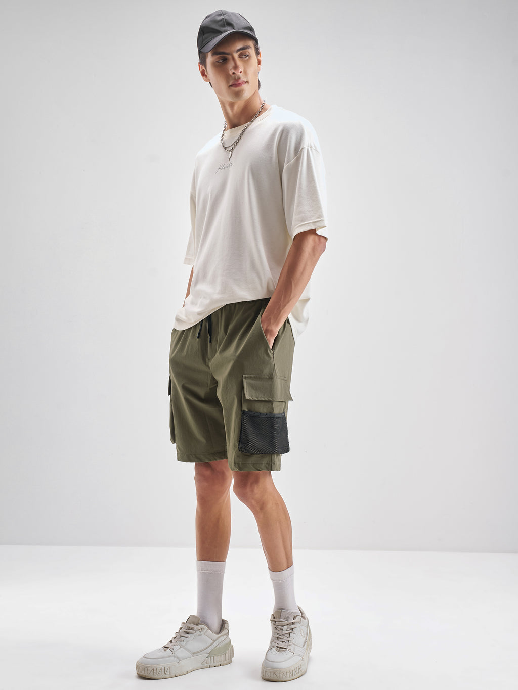 Highlander Men Olive Regular Fit Cargo Shorts - Olive - Image 2