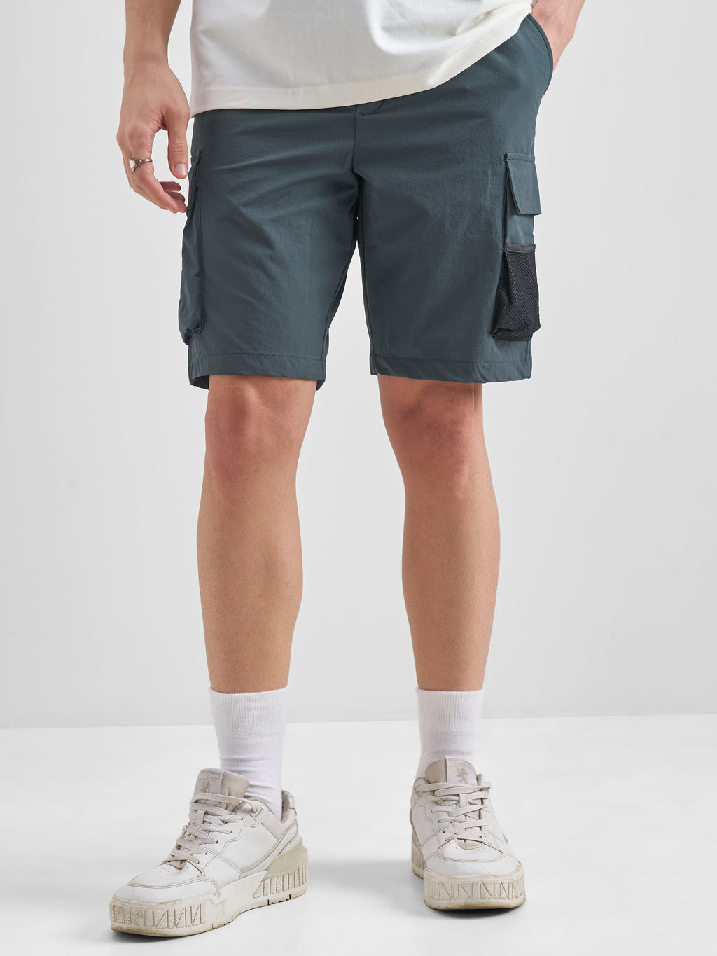 Highlander Men Blue Slim Fit Cargo Shorts - Blue - Image 1