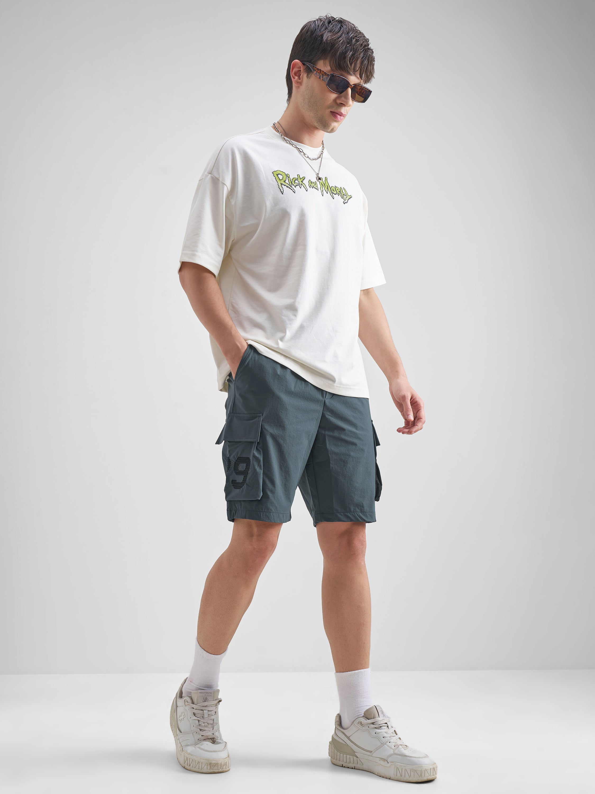 Highlander Men Blue Slim Fit Cargo Shorts - Blue - Image 2