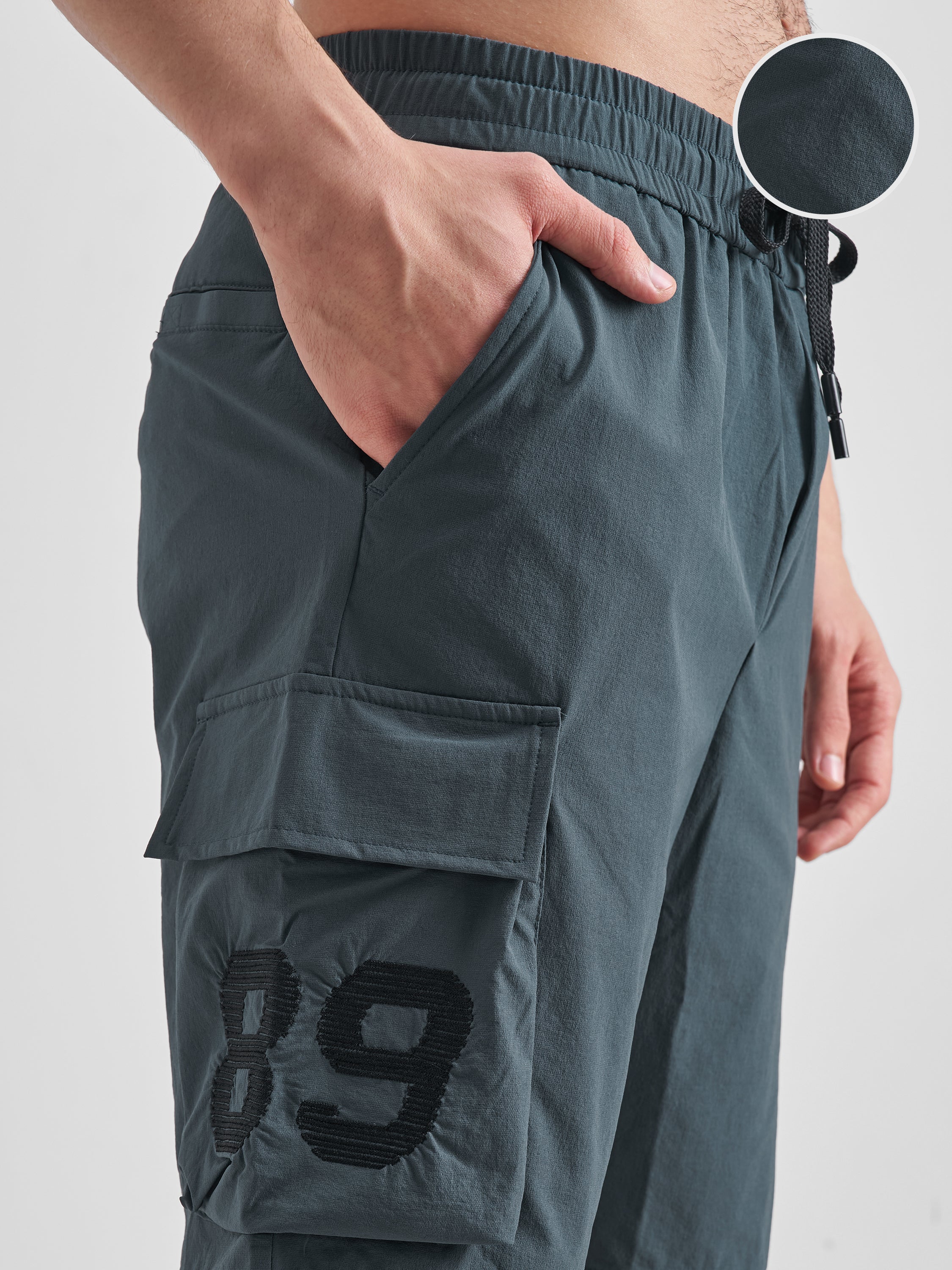 Highlander Men Blue Slim Fit Cargo Shorts - Blue - Image 5