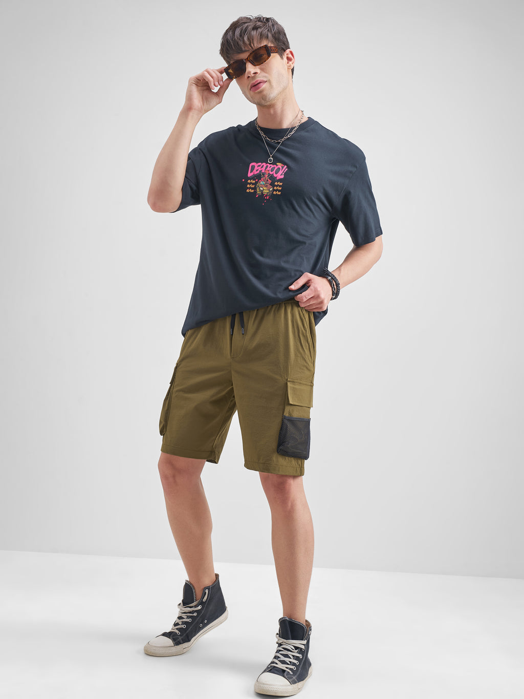 Highlander Men Brown Slim Fit Cargo Shorts - Brown - Image 2
