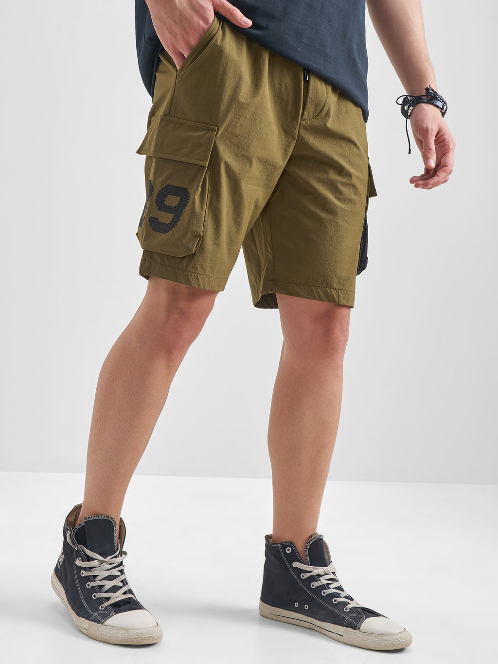 Highlander Men Brown Slim Fit Cargo Shorts - Brown - Image 6