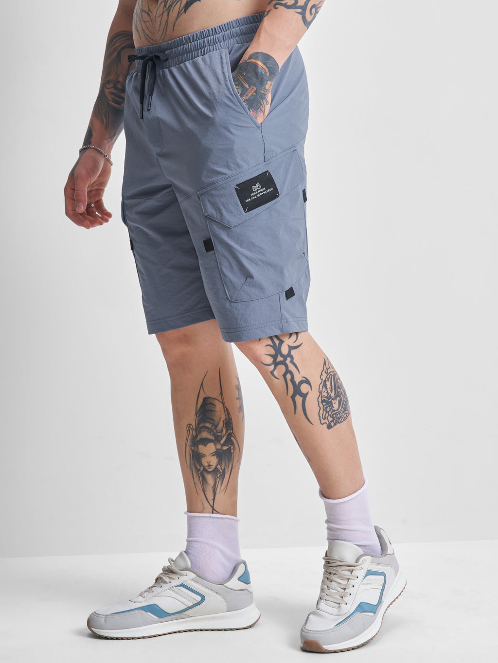 Highlander Men Blue Slim Fit Cargo Shorts - Blue - Image 4