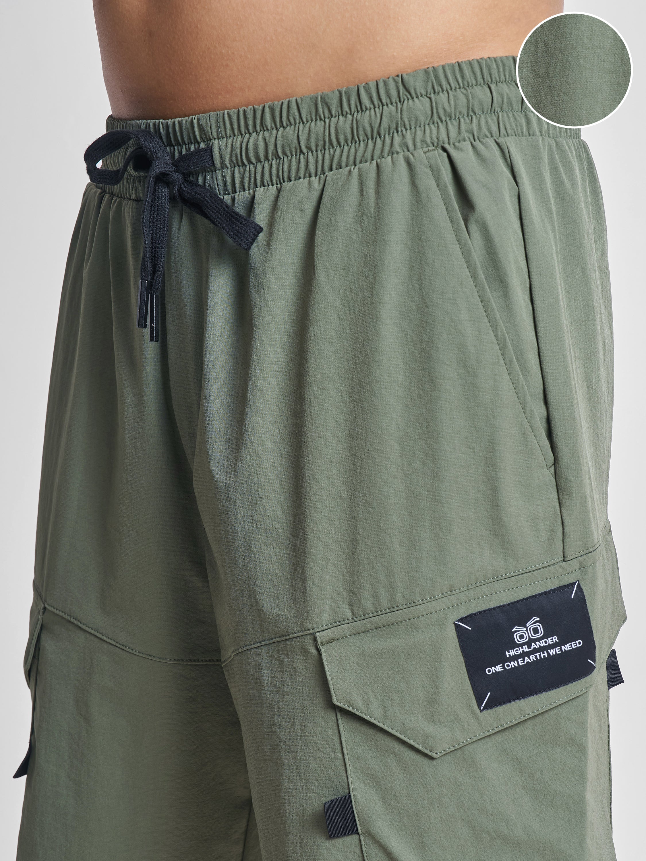 Highlander Men Green Slim Fit Cargo Shorts - Green - Image 5