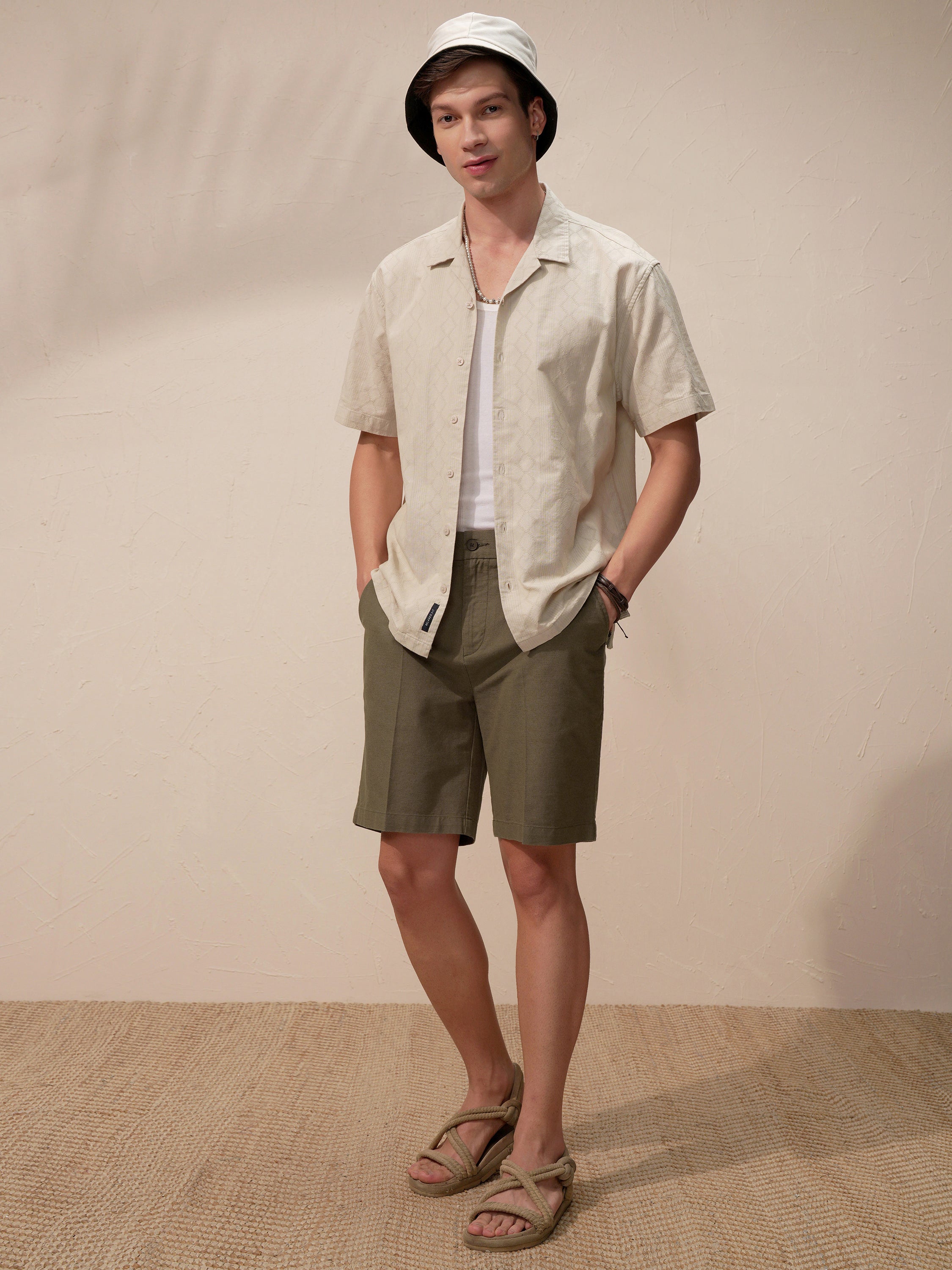 Highlander Men Olive Relaxed Fit Shorts - Olive - Image 2