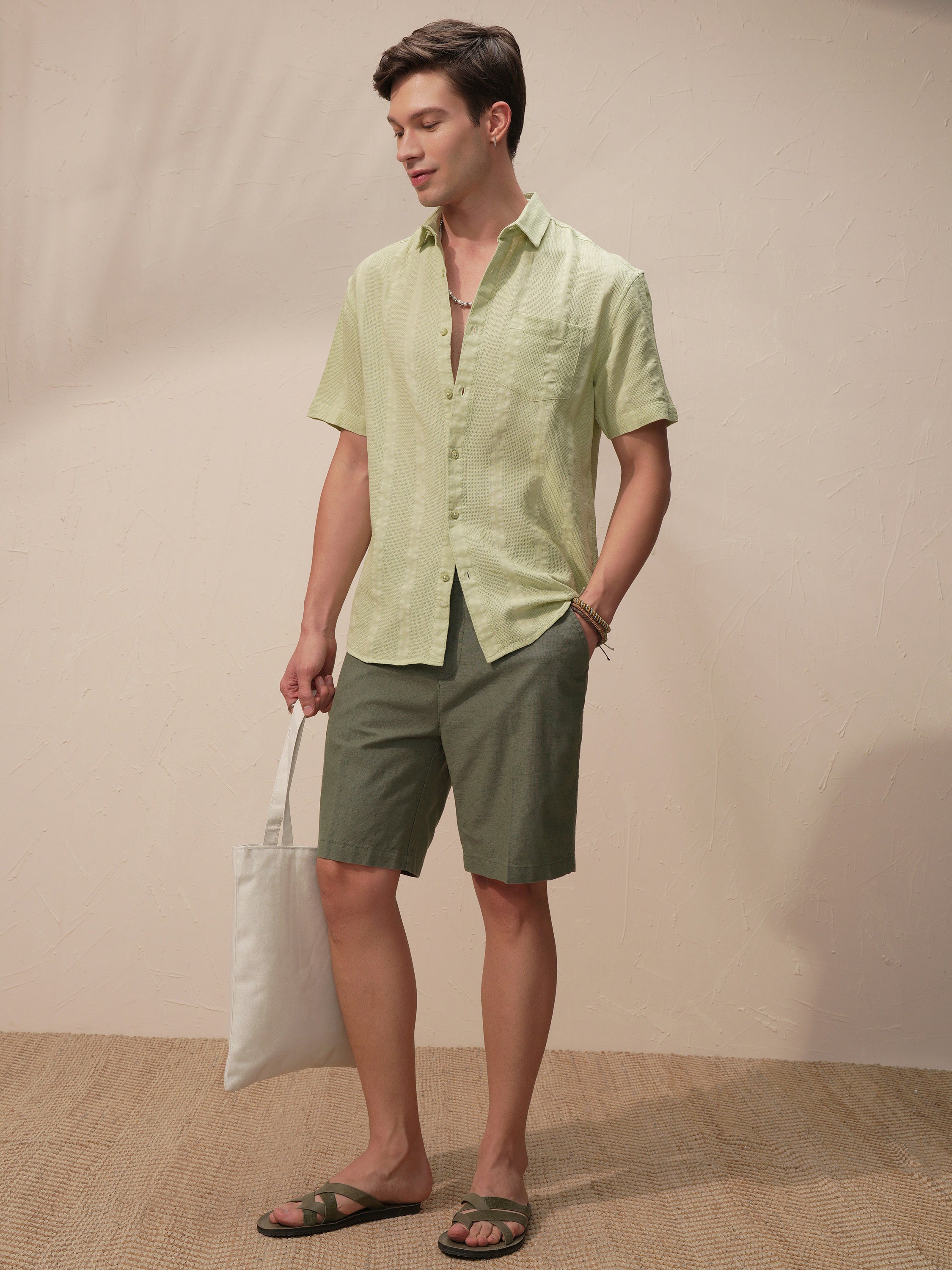 Highlander Men Green Relaxed Fit Shorts - Green - Image 2